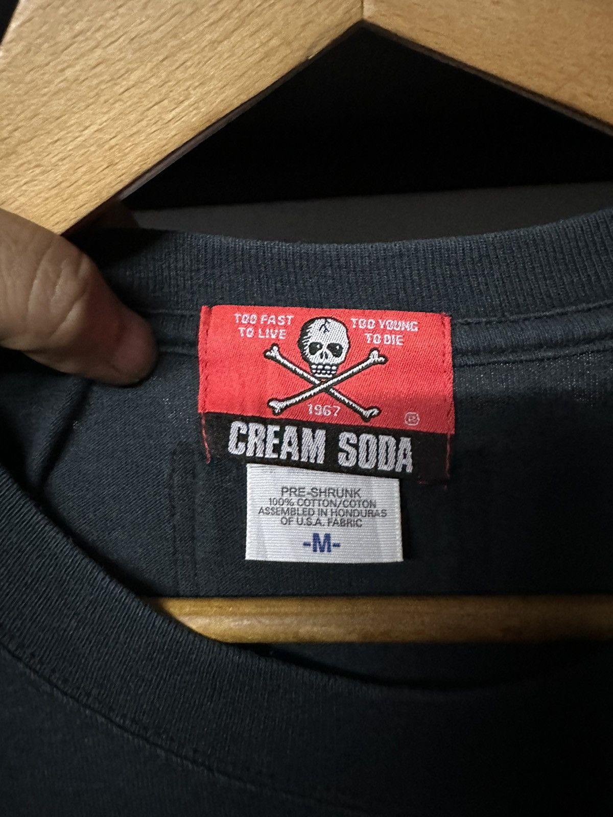 Anvil × Japanese Brand × Vintage Vintage Cream Soda Black Cats 8 Ball Japan Faded Tee Size US M / EU 48-50 / 2 - 6 Thumbnail