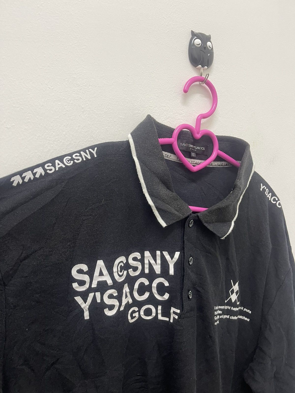 Yohji Yamamoto Rare Vintage SACSNY YSACCS Golf Spell Out Polo Tee Size US L / EU 52-54 / 3 - 3 Thumbnail