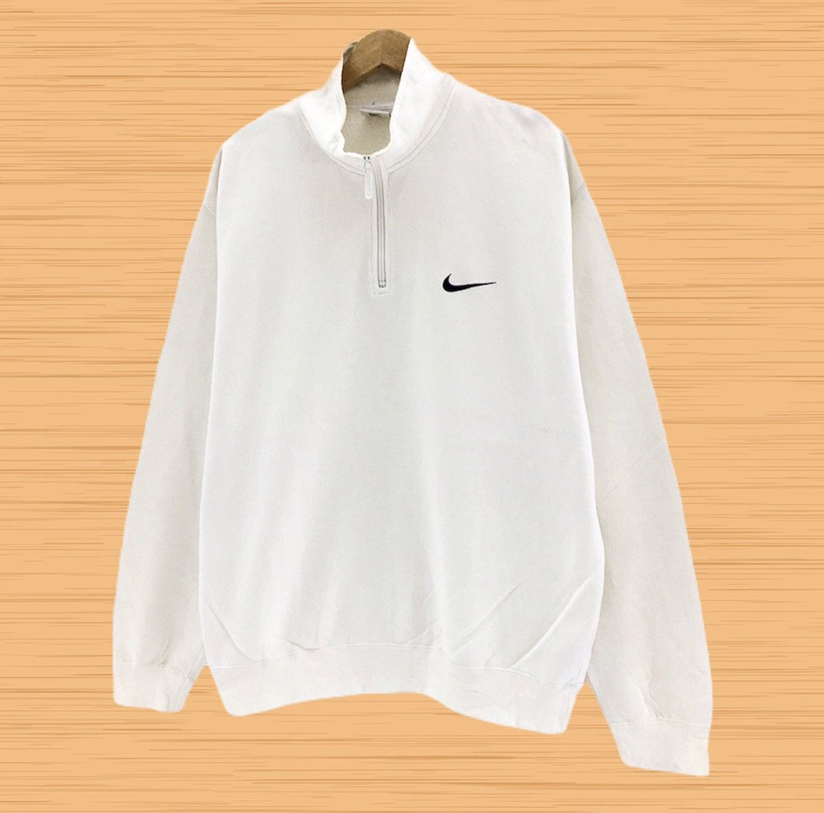 Nike Vintage 90s Nike Small Swoosh Half Zip Sweatshirt Small Log Size US L / EU 52-54 / 3 - 3 Thumbnail