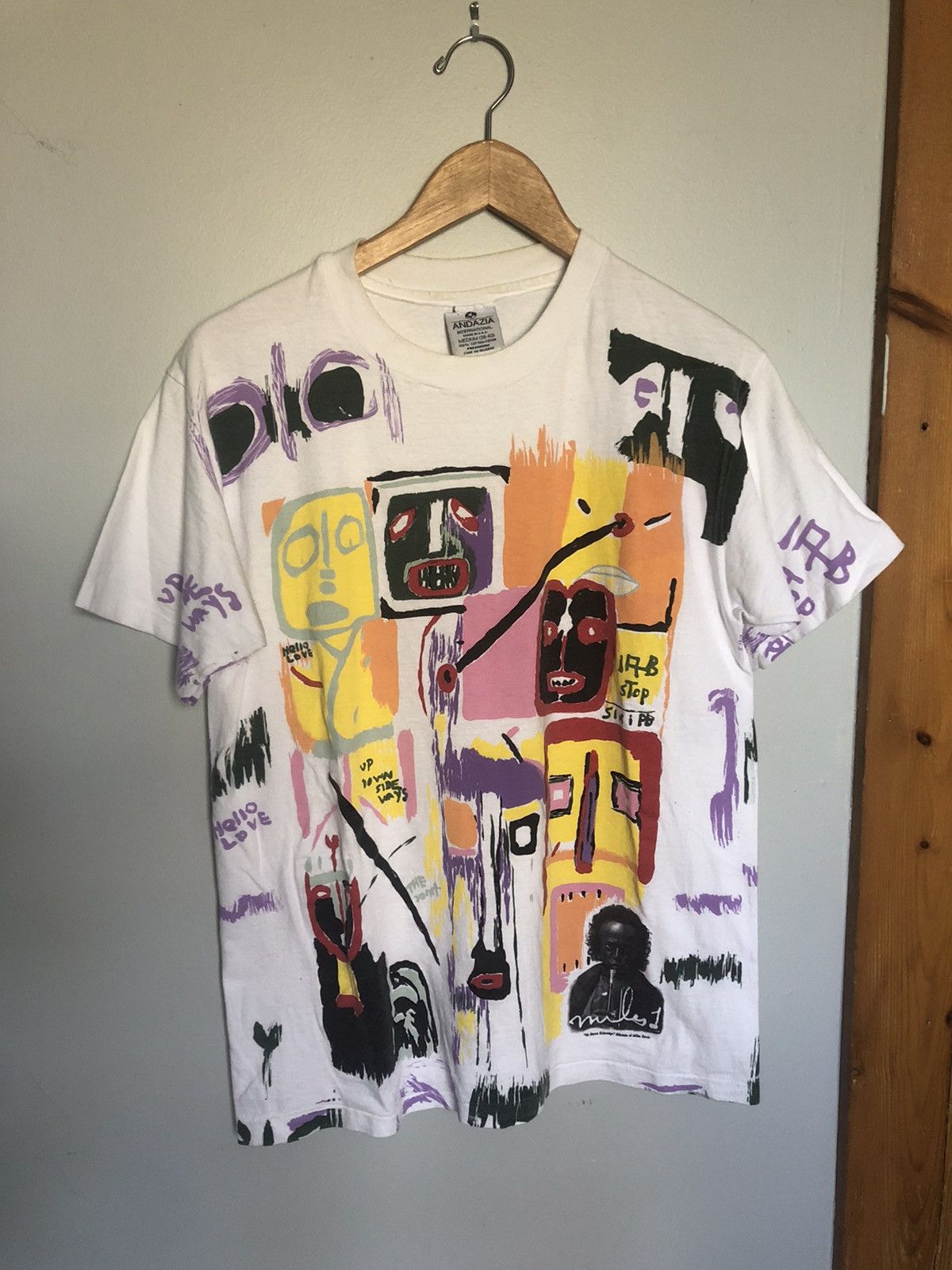 Vintage Vintage All Over Print Miles Davis Art Shirt Very Rare 90s