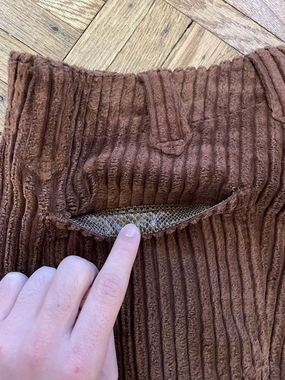 20471120 × Beauty Beast Milkboy Corduroy Cargo Pants with Snakeskin Detail Size US 30 / EU 46 - 7 Thumbnail