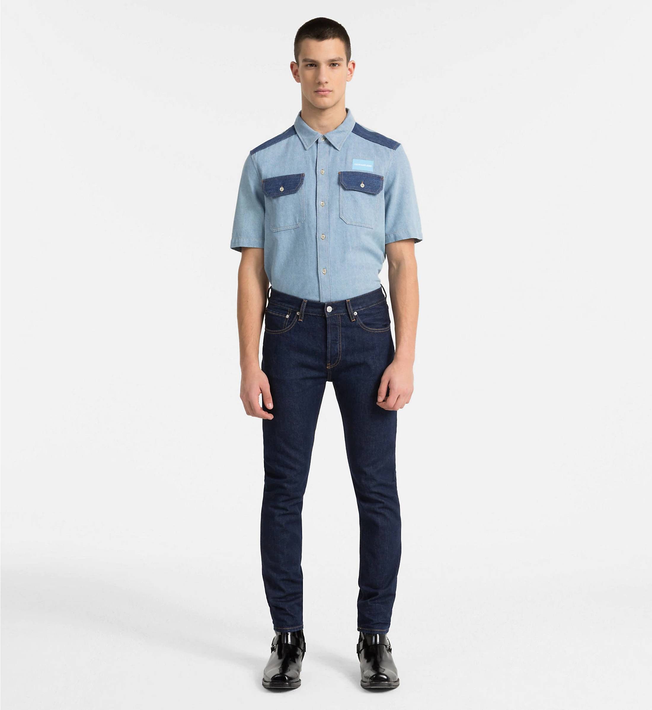 Calvin Klein Contrasting Western CK Logo Denim Shirt Size US L / EU 52-54 / 3 - 2 Thumbnail