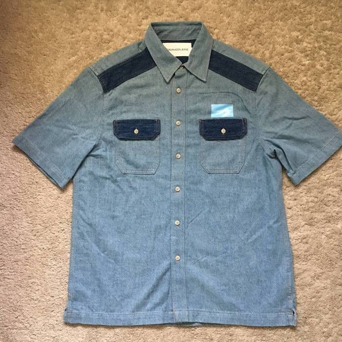 Calvin Klein Contrasting Western CK Logo Denim Shirt Size US L / EU 52-54 / 3 - 6 Thumbnail