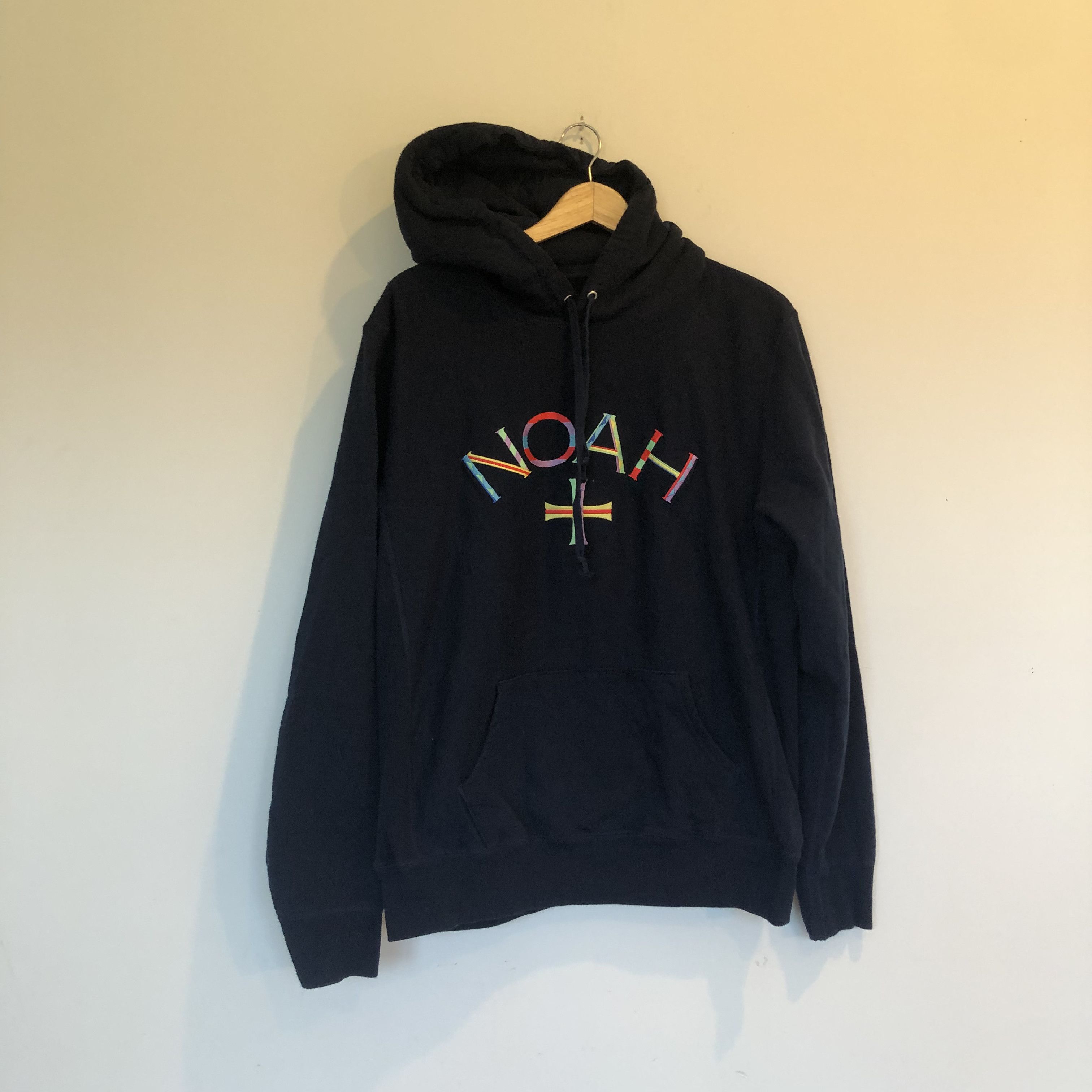 image of Noah Multi Color Core Logo Hoodie in Navy, Men's (Size XL)