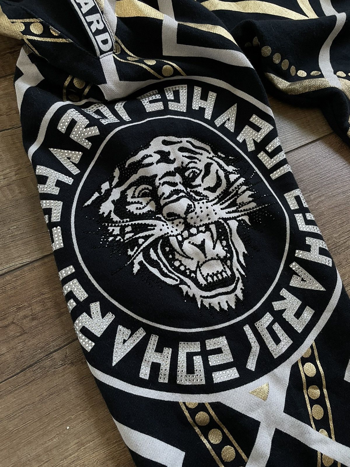Ed Hardy Cotton Black Gold Tiger Sweatpants Joggers