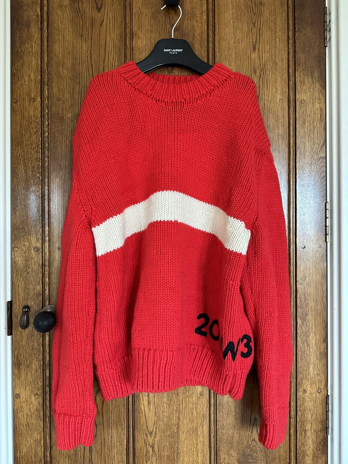 image of Fw18 Calvin Klein 205W39Nyc Red Logo Sweater Raf Simons, Men's (Size XL)