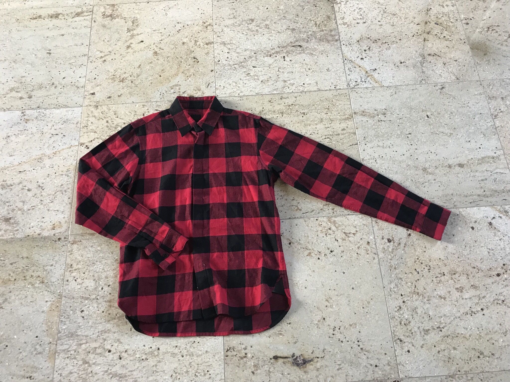 En Noir o1rshd1 “Jagger” Plaid Red & Black Flannel Size US S / EU 44-46 / 1 - 1 Thumbnail