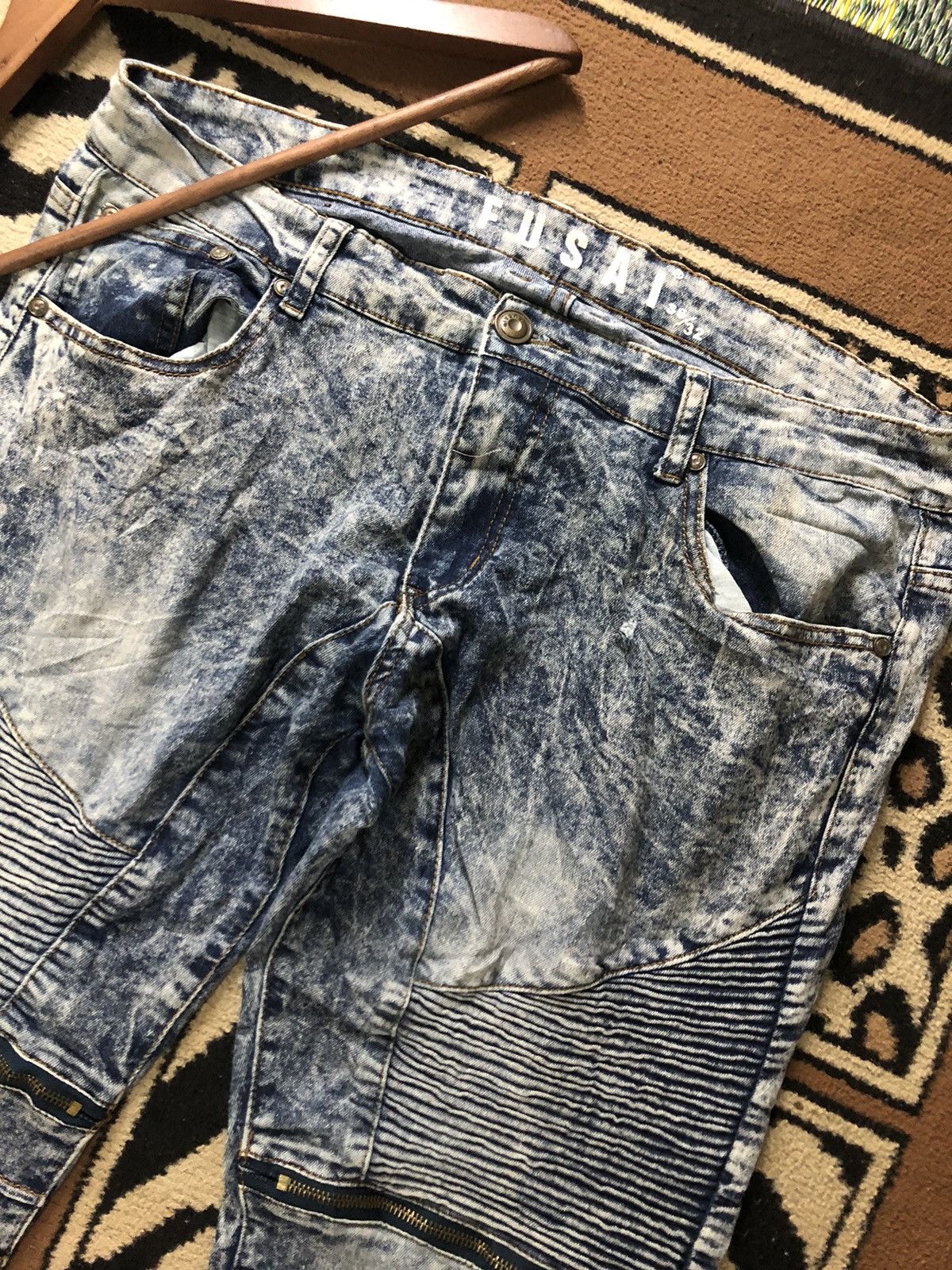FUSAI × Vintage BALMAIN INSPIRED FUSAI JEANS BY FOCUS USA.INC. BIKER DENIM Size US 36 / EU 52 - 2 Thumbnail