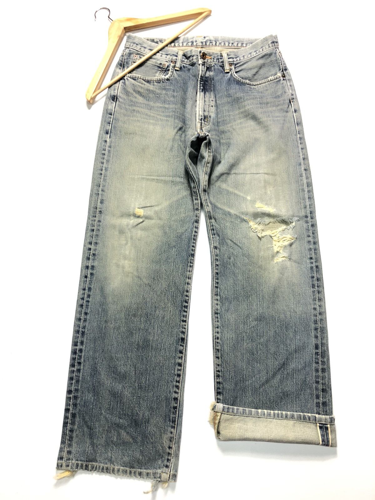 Edwin × Vintage VINTAGE EDWIN 505 SELVEDGE DISTRESSED DENIM Size US 32 / EU 48 - 2 Thumbnail