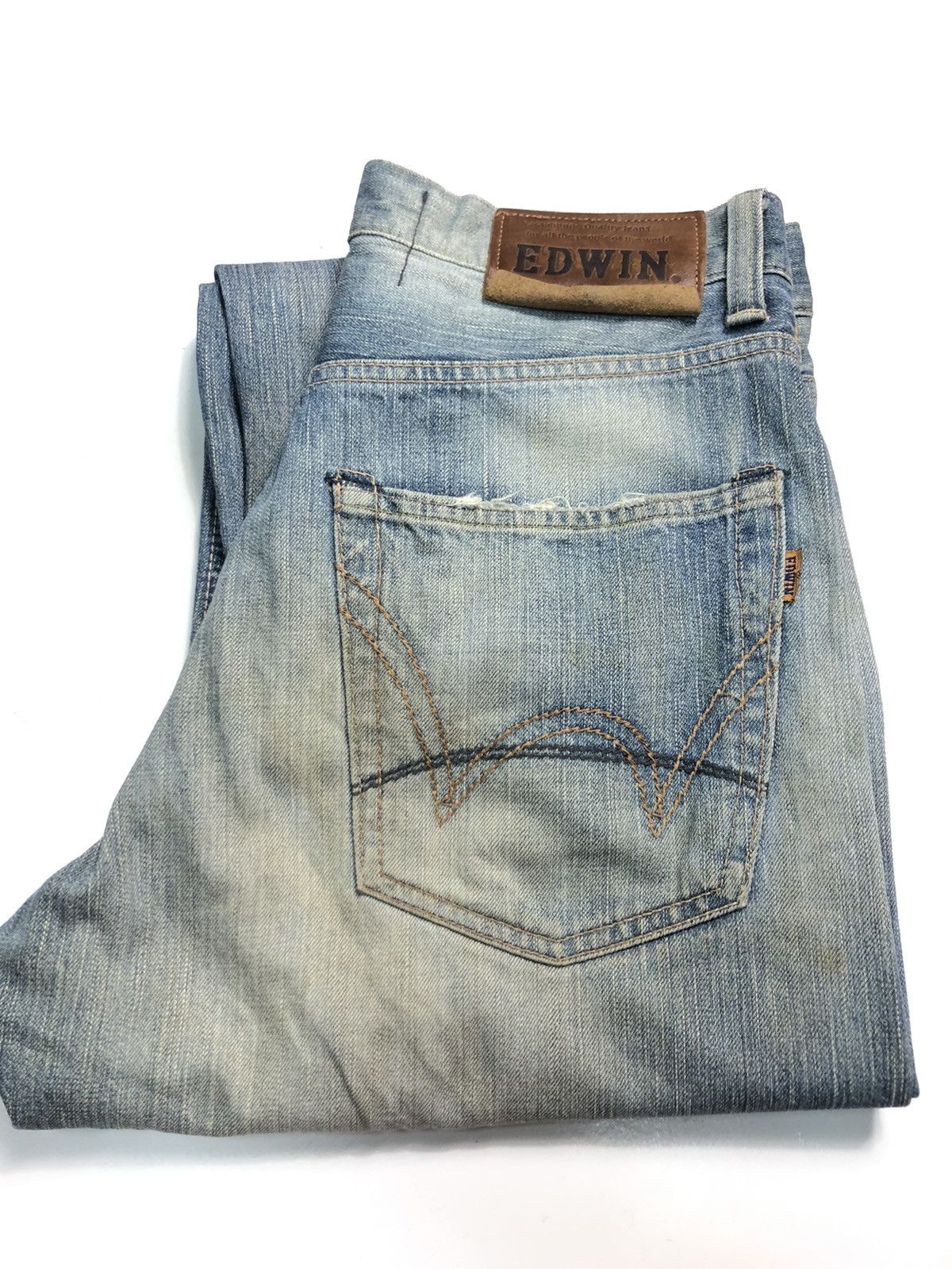Edwin × Vintage BAGGY EDWIN NEW VINTAGE SELVEDGE DISTRESSED DENIM Size US 31 - 19 Thumbnail