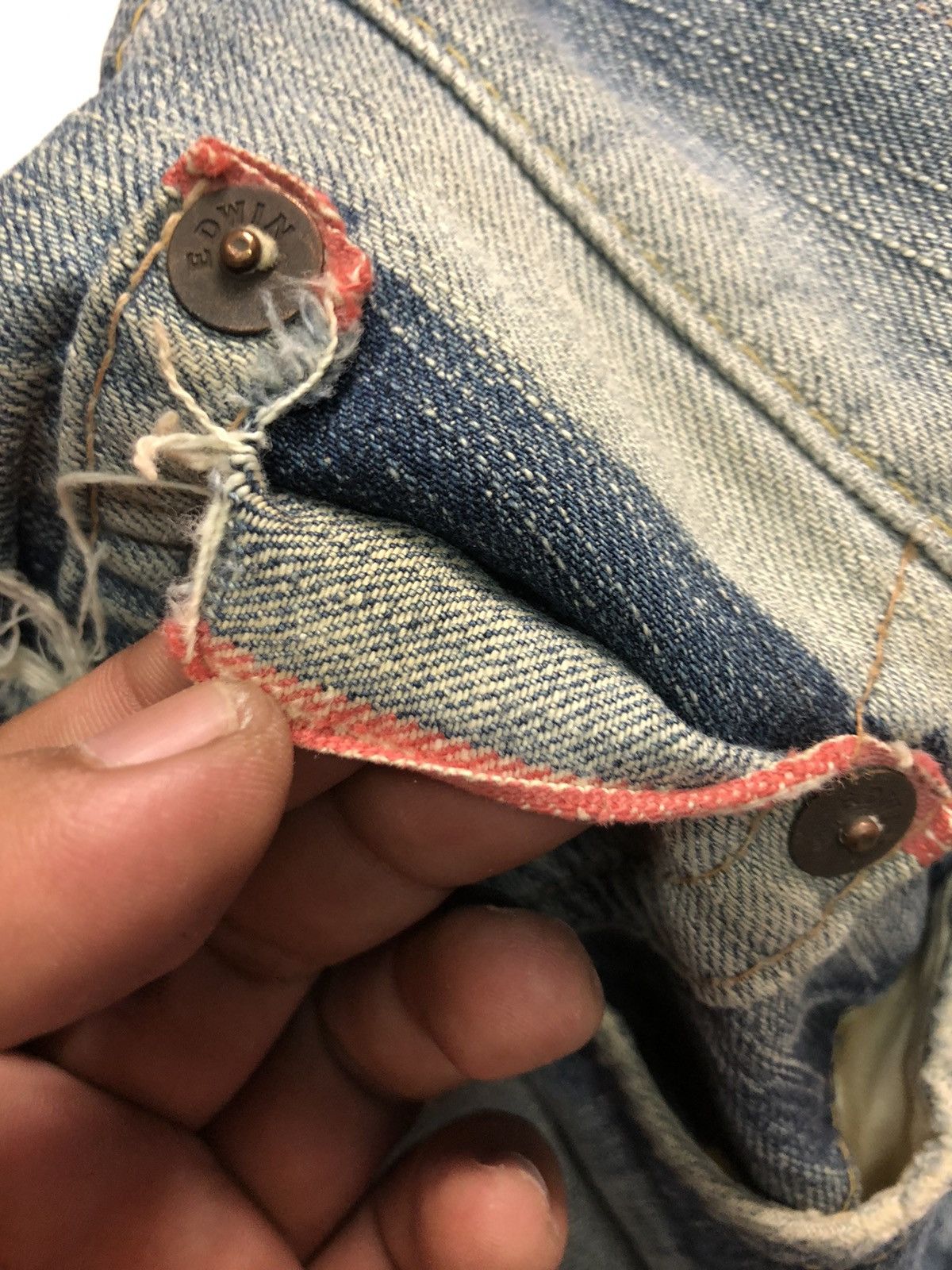 Edwin × Vintage BAGGY EDWIN NEW VINTAGE SELVEDGE DISTRESSED DENIM Size US 31 - 4 Thumbnail