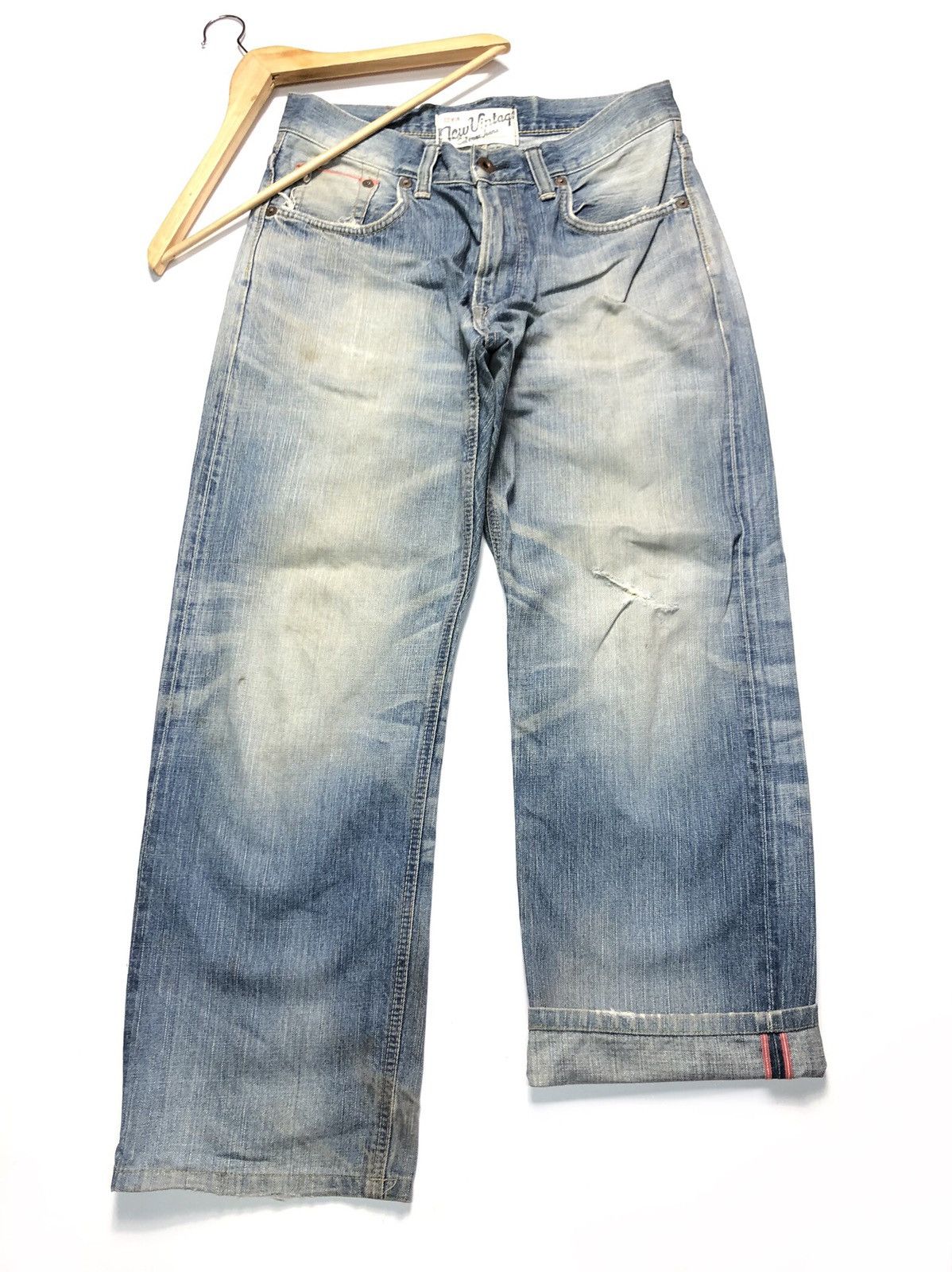 Edwin × Vintage BAGGY EDWIN NEW VINTAGE SELVEDGE DISTRESSED DENIM Size US 31 - 1 Thumbnail