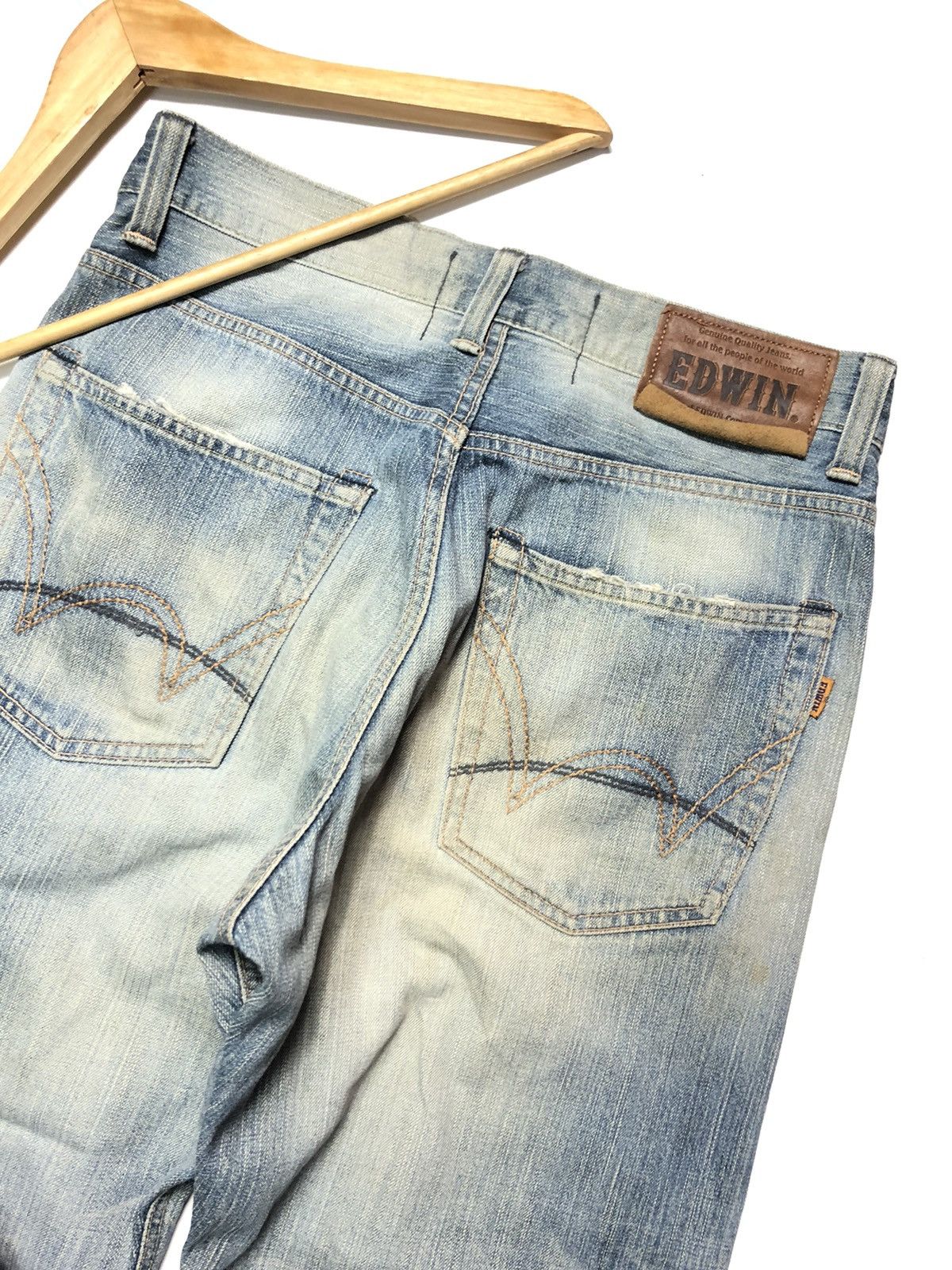 Edwin × Vintage BAGGY EDWIN NEW VINTAGE SELVEDGE DISTRESSED DENIM Size US 31 - 11 Thumbnail