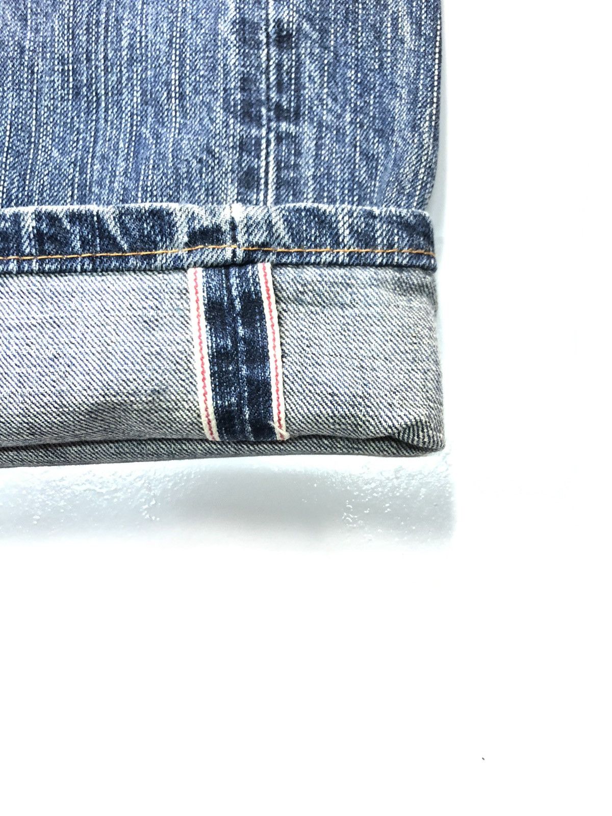 Edwin × Vintage VINTAGE EDWIN 505zx SELVEDGE BLUE WASH DISTRESSED DENIM Size US 33 - 4 Thumbnail