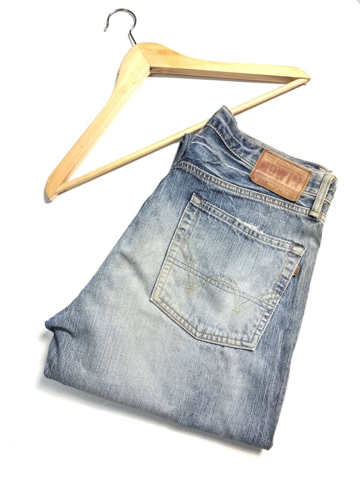 Edwin × Vintage VINTAGE EDWIN 505zx SELVEDGE BLUE WASH DISTRESSED DENIM Size US 33 - 1 Thumbnail