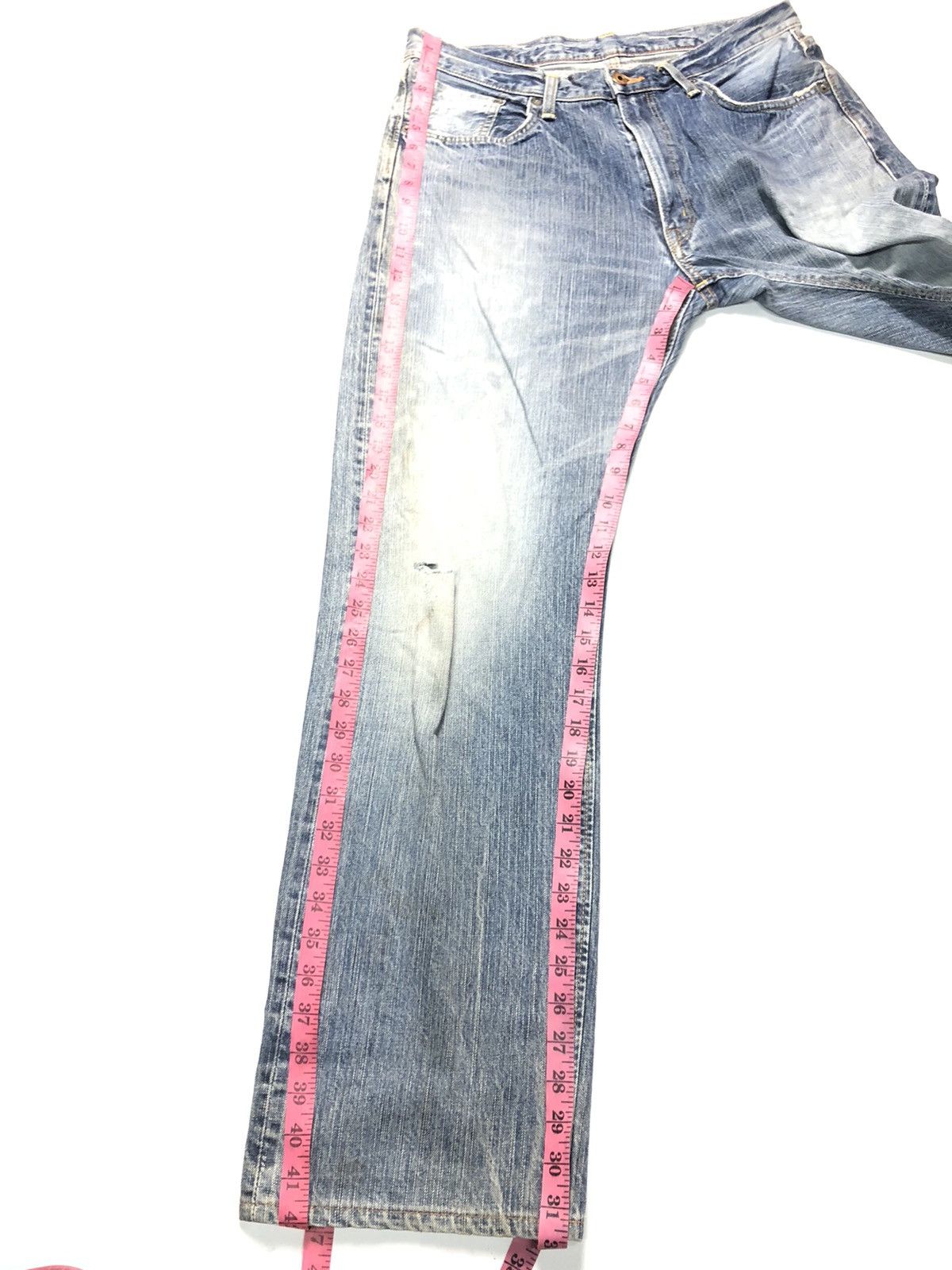 Edwin × Vintage VINTAGE EDWIN 505zx SELVEDGE BLUE WASH DISTRESSED DENIM Size US 33 - 16 Thumbnail