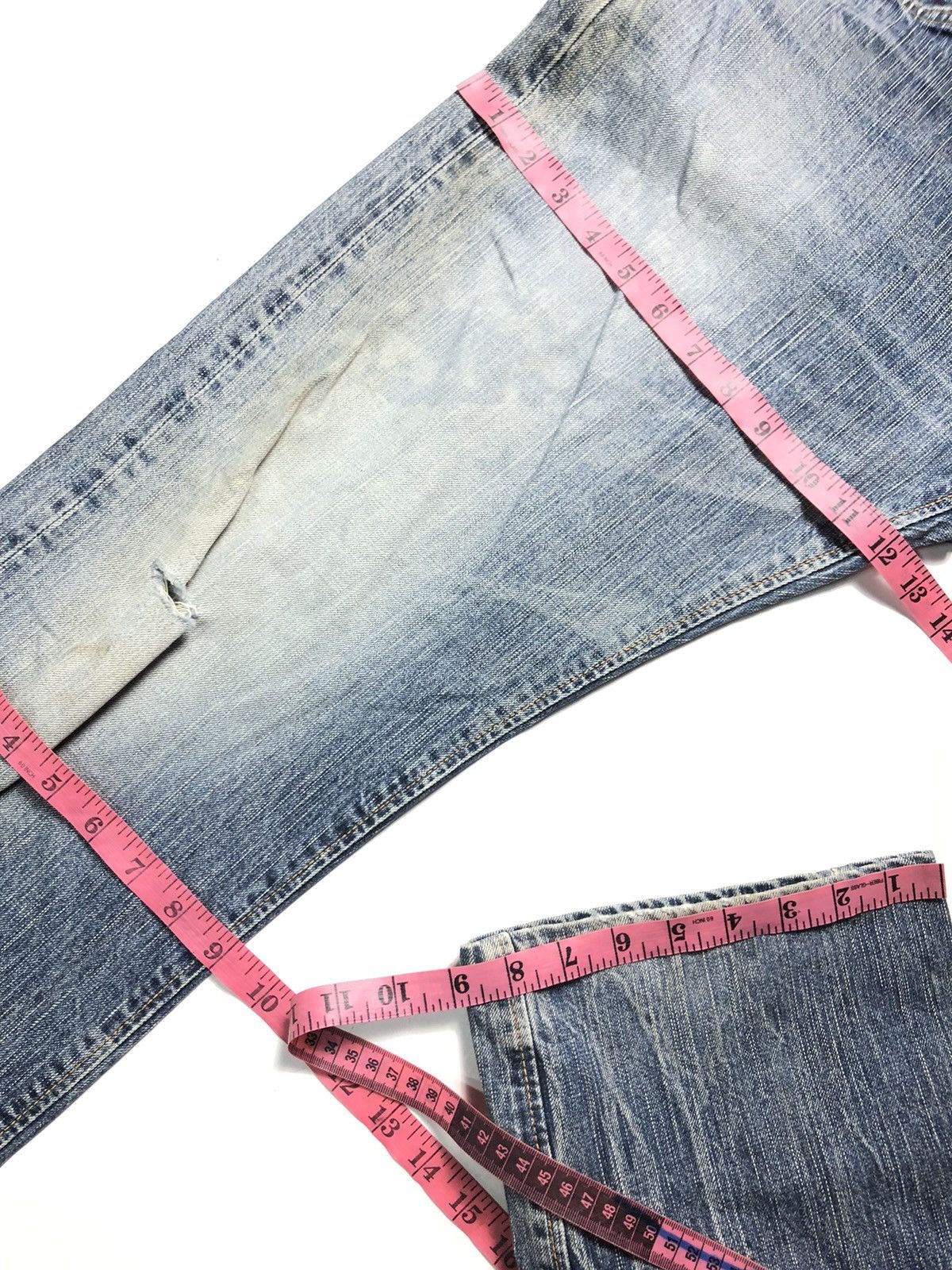Edwin × Vintage VINTAGE EDWIN 505zx SELVEDGE BLUE WASH DISTRESSED DENIM Size US 33 - 17 Thumbnail