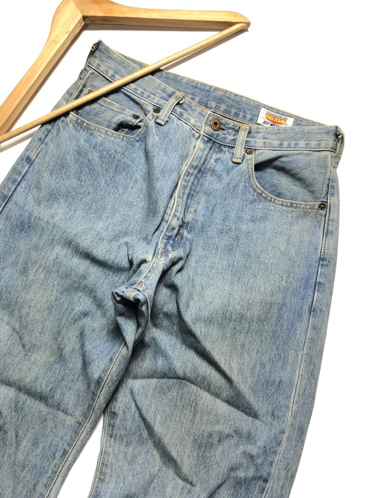 Big John × Vintage VINTAGE BIG JOHN SELVEDGE BLUE WASH DISTRESSED DENIM Size US 29 - 3 Thumbnail