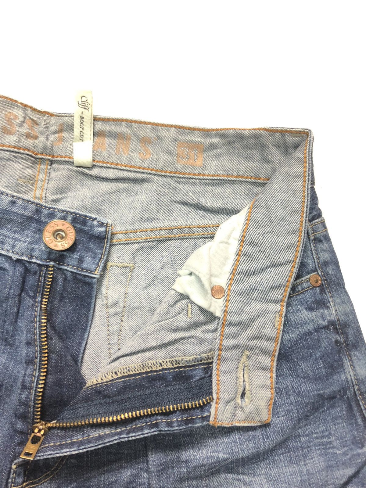 Guess × Vintage VINTAGE GUESS CLIFF-BOOT CUT BLUE WASH DENIM Size US 31 - 9 Thumbnail