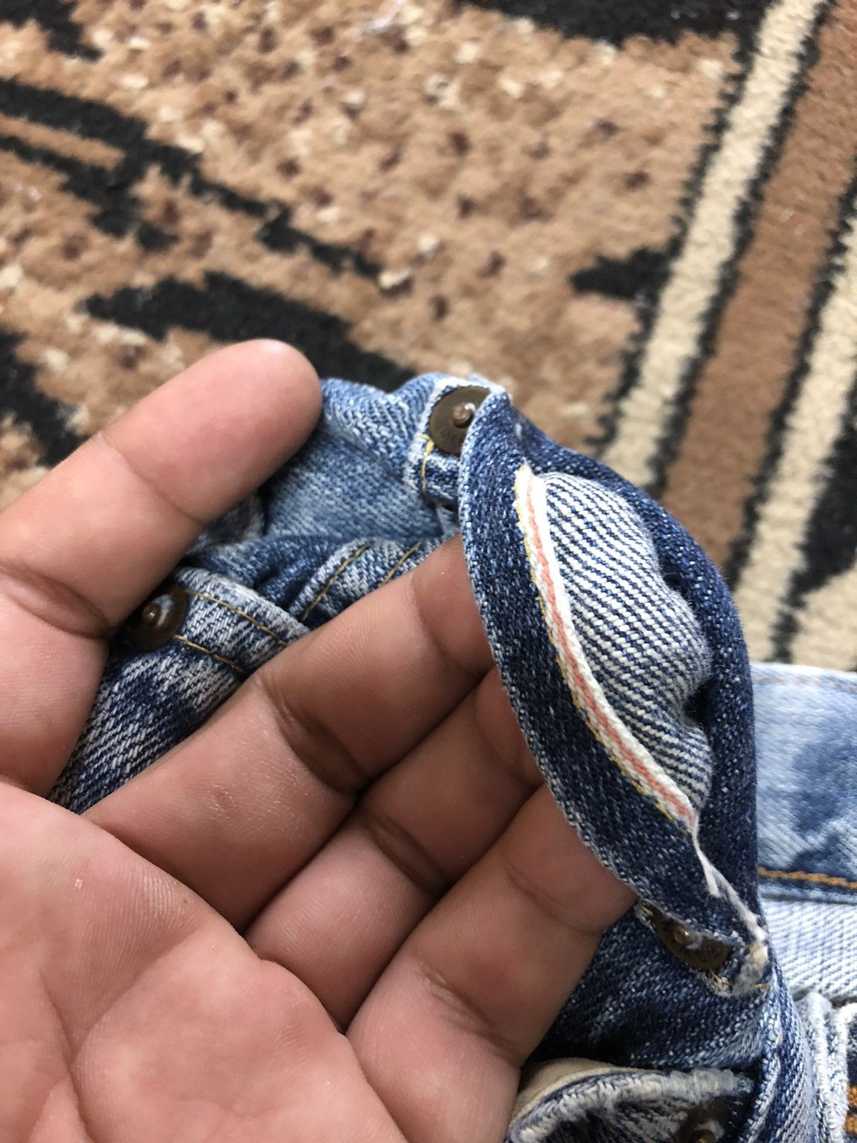 Edwin × Vintage VINTAGE SELVEDGE EDWIN 505x BLUE WASH DISTRESSED DENIM Size US 30 / EU 46 - 4 Thumbnail