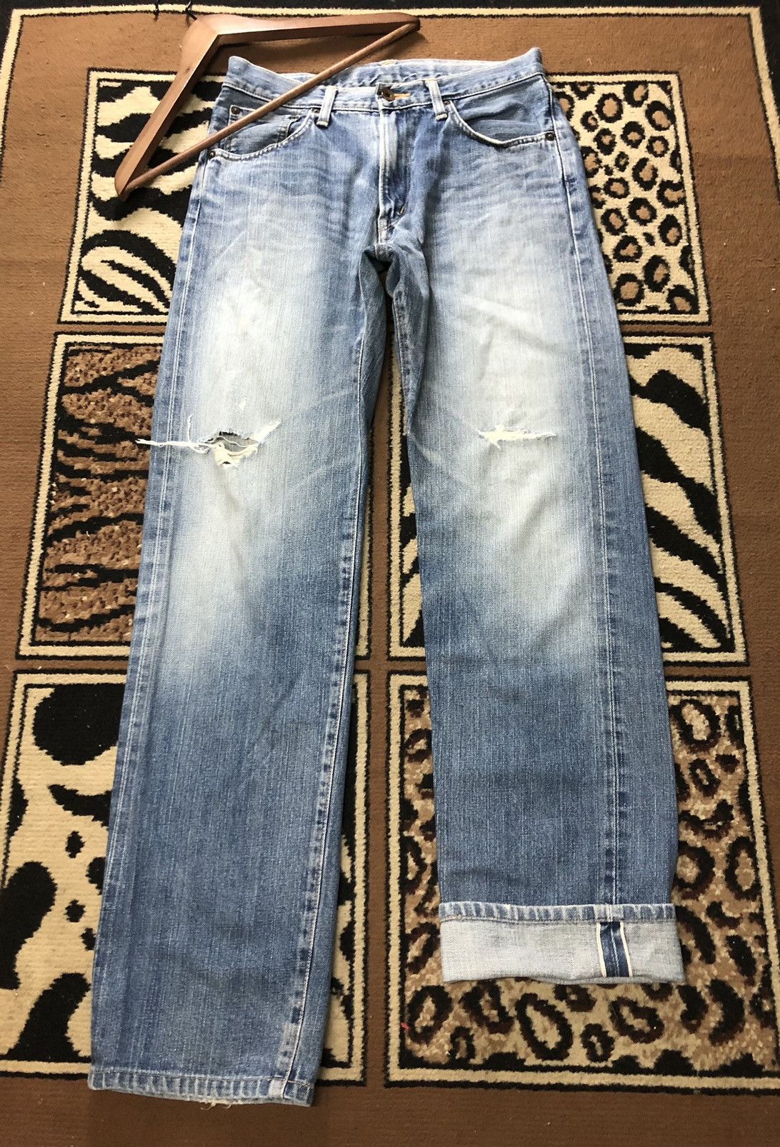 Edwin × Vintage VINTAGE SELVEDGE EDWIN 505x BLUE WASH DISTRESSED DENIM Size US 30 / EU 46 - 1 Thumbnail