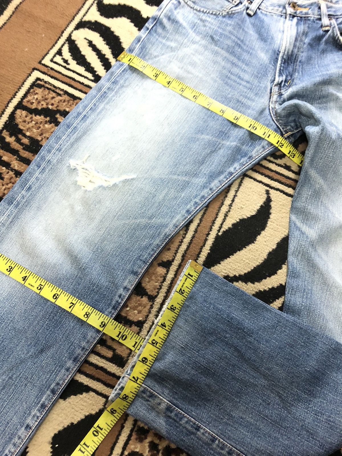 Edwin × Vintage VINTAGE SELVEDGE EDWIN 505x BLUE WASH DISTRESSED DENIM Size US 30 / EU 46 - 17 Thumbnail