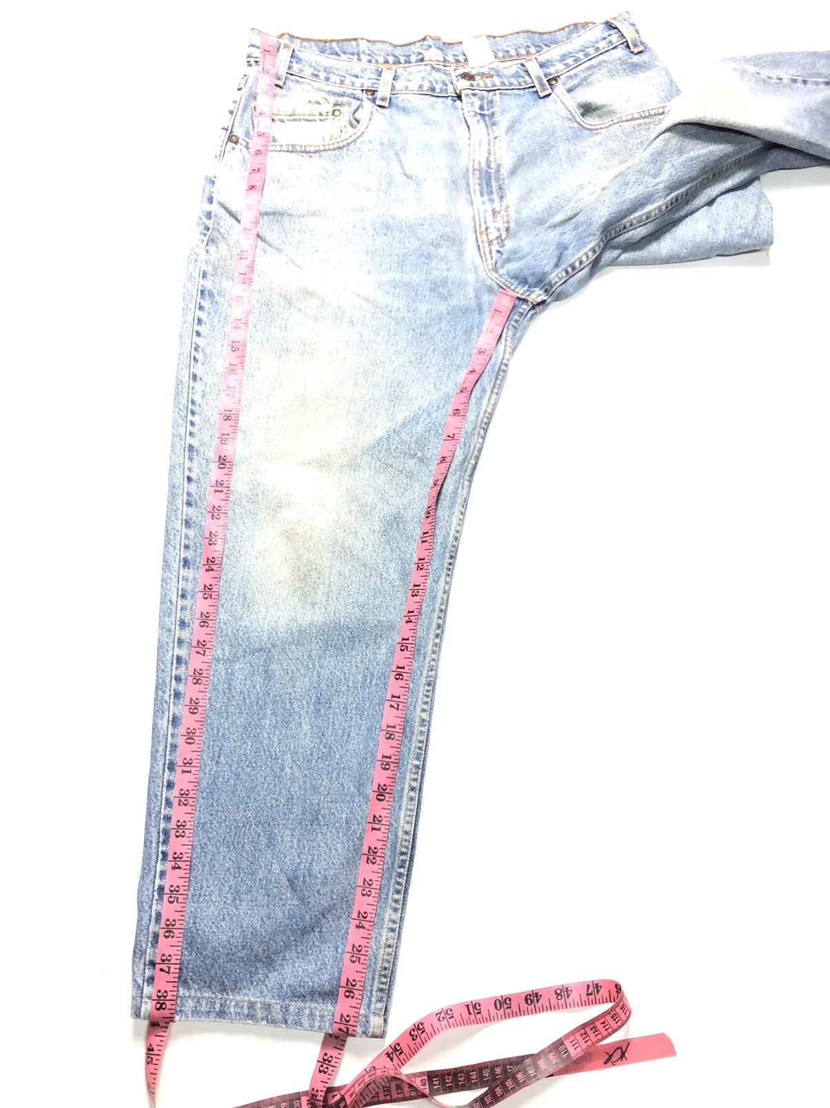 Levi's × Vintage VINTAGE 90s LEVIS 545 LOOSE BLUE WASH DISTRESSED DENIM Size US 35 - 14 Thumbnail