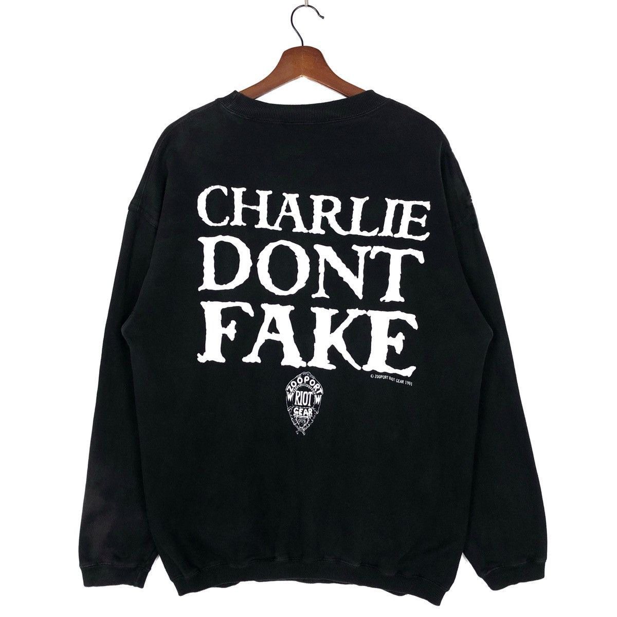 image of Made In USA x Vintage 90’S Charles Manson - Charlie Dont Fake!! in Black, Men's (Size Medium)