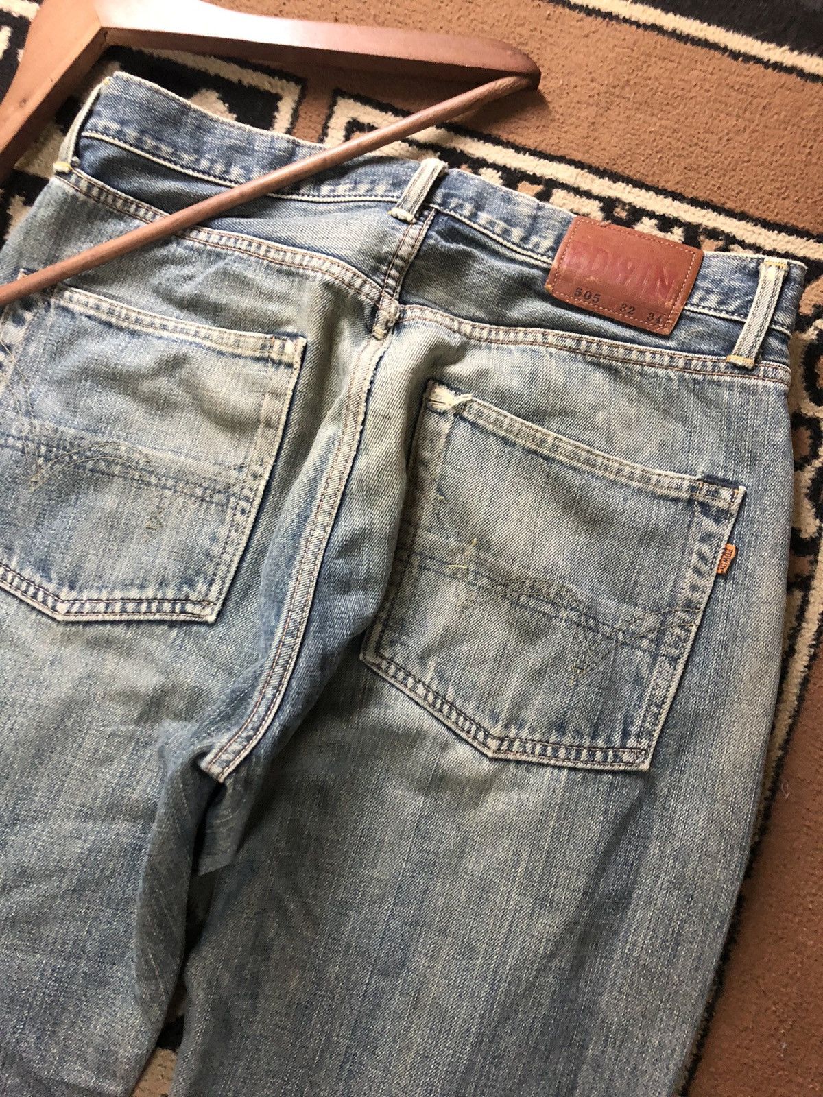 Edwin × Vintage VINTAGE SELVEDGE EDWIN 505 DISTRESSED BLUE WASH DENIM Size US 32 / EU 48 - 9 Thumbnail
