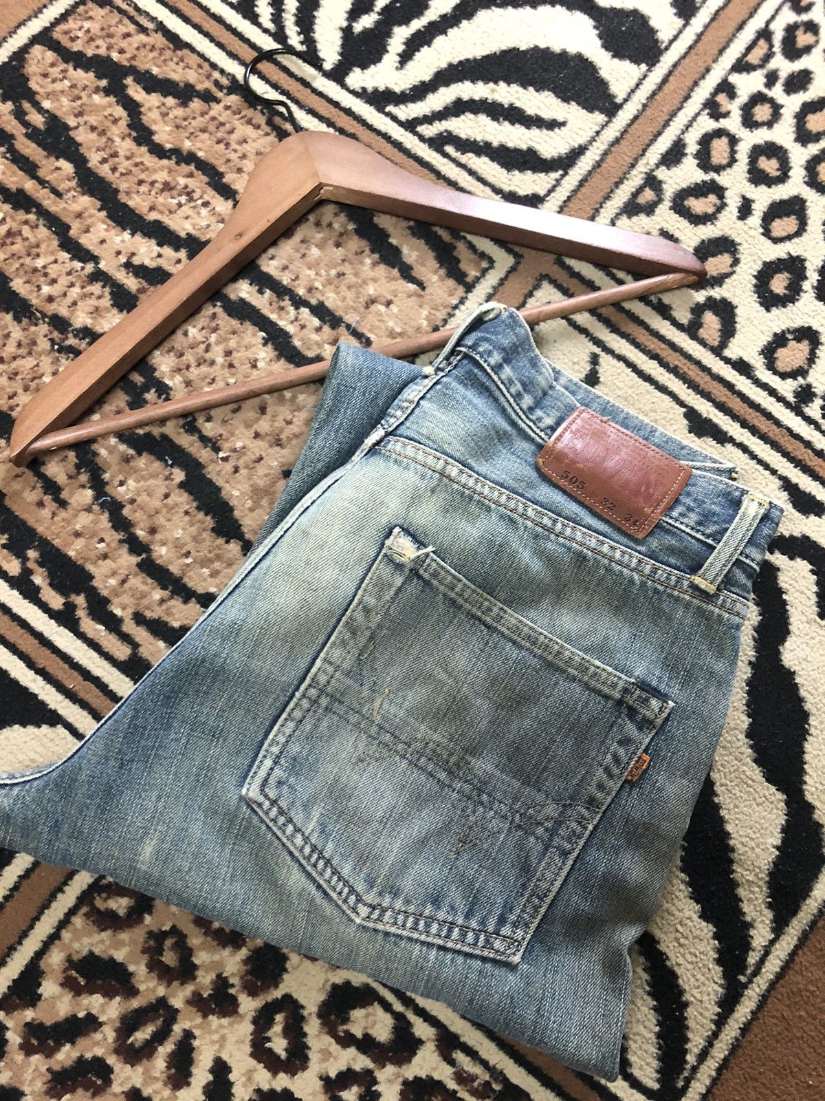 Edwin × Vintage VINTAGE SELVEDGE EDWIN 505 DISTRESSED BLUE WASH DENIM Size US 32 / EU 48 - 17 Thumbnail