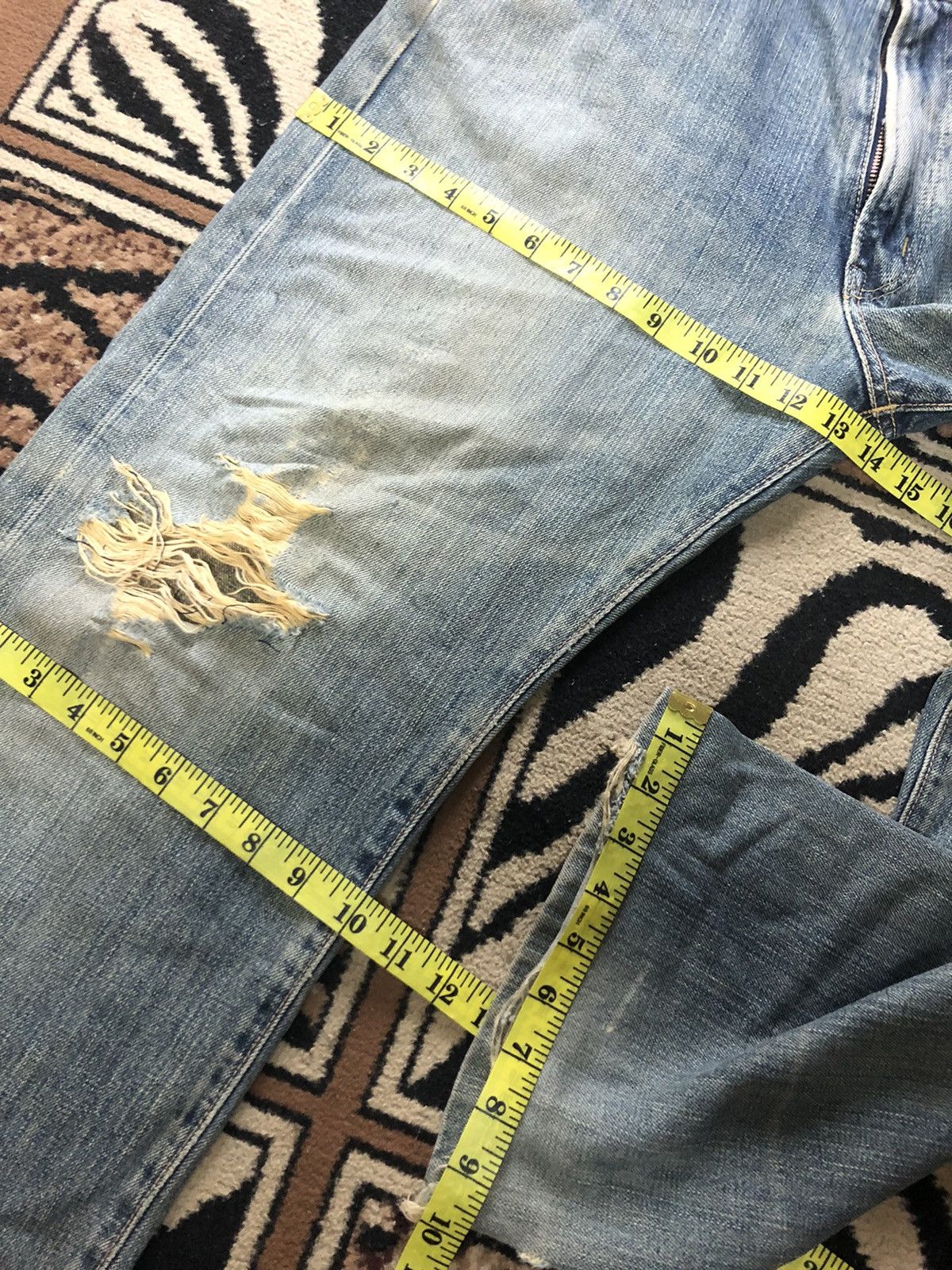 Edwin × Vintage VINTAGE SELVEDGE EDWIN 505 DISTRESSED BLUE WASH DENIM Size US 32 / EU 48 - 16 Thumbnail