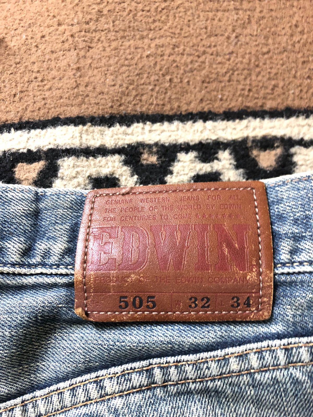 Edwin × Vintage VINTAGE SELVEDGE EDWIN 505 DISTRESSED BLUE WASH DENIM Size US 32 / EU 48 - 10 Thumbnail