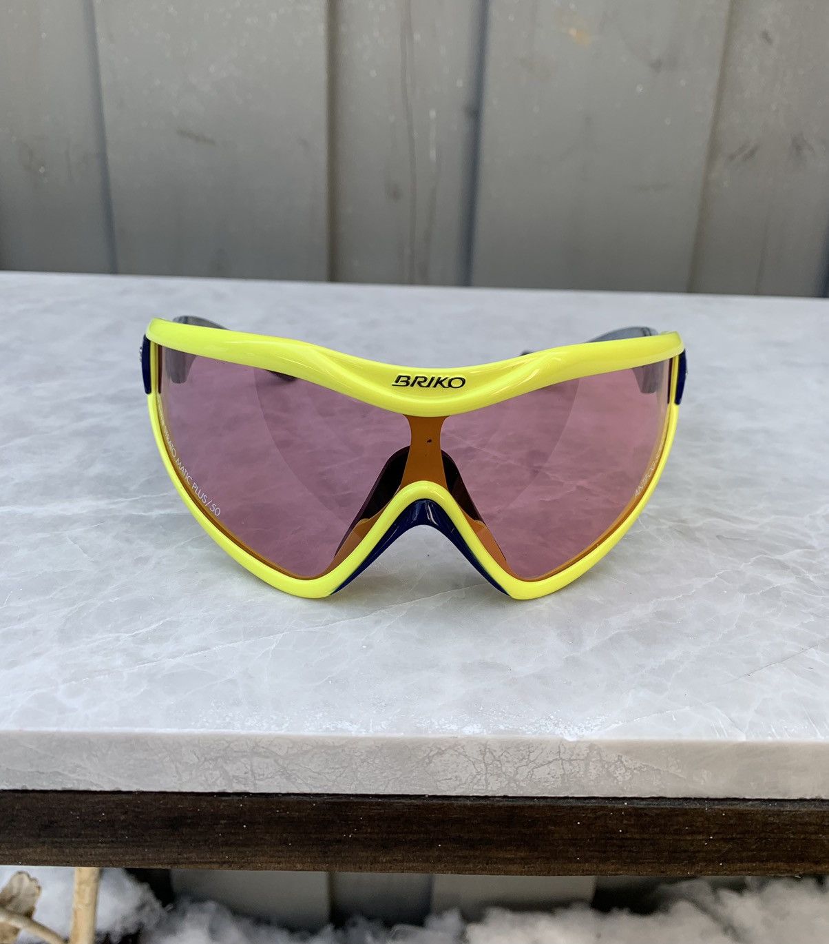 image of Vintage Briko Cycling Glasses Shot 2 Japan Bike Racer Oakley in Yellow, Women's