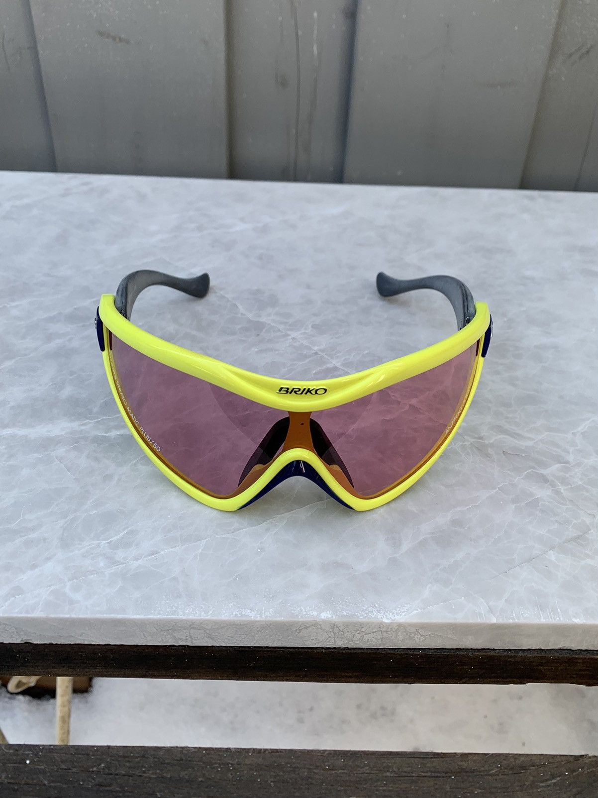 image of Vintage Briko Cycling Glasses Shot 2 Japan Bike Racer Oakley in Yellow, Men's
