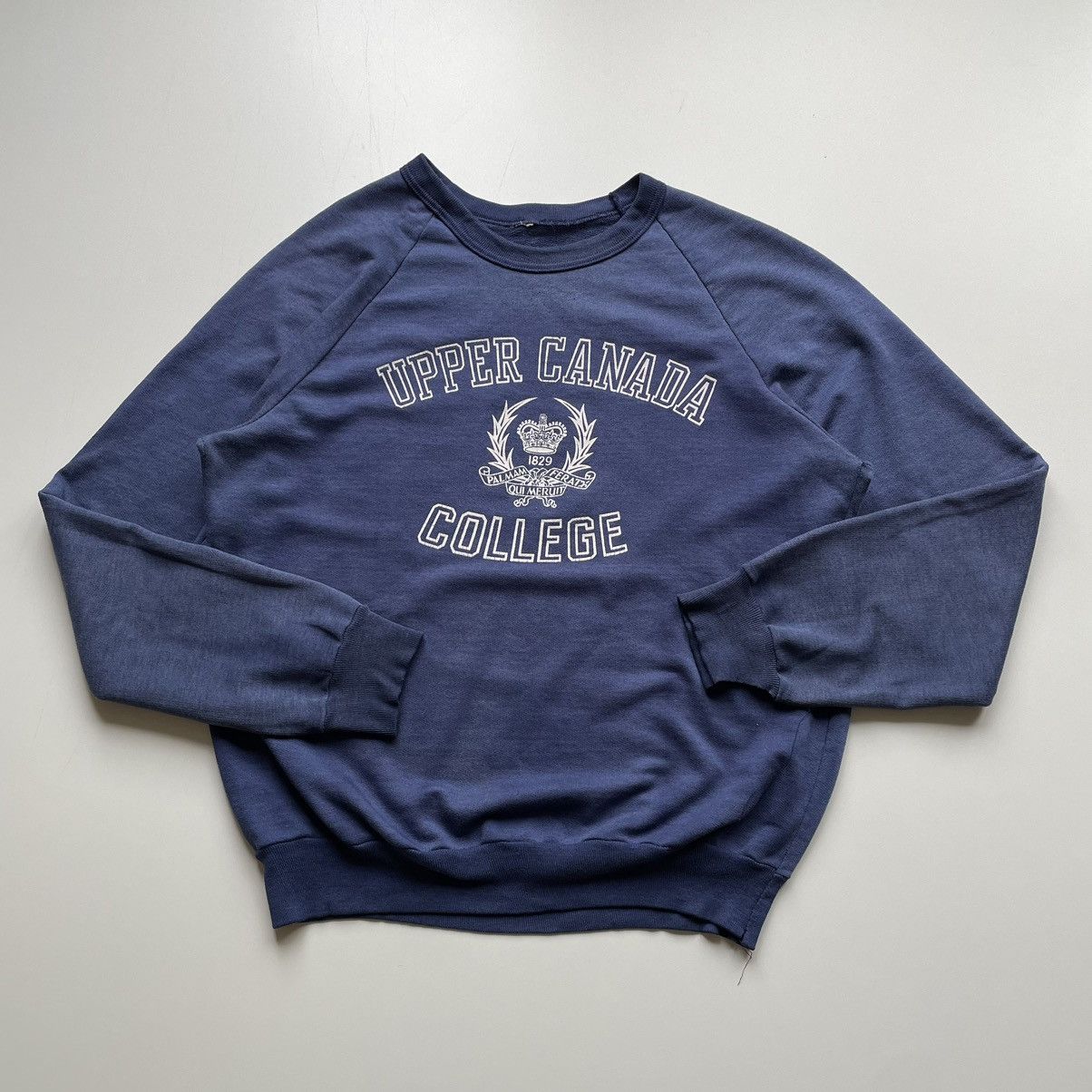 image of American College x Made In USA Vintage 70's 80's Upper Canada College Graphic Crewneck Small in Nav