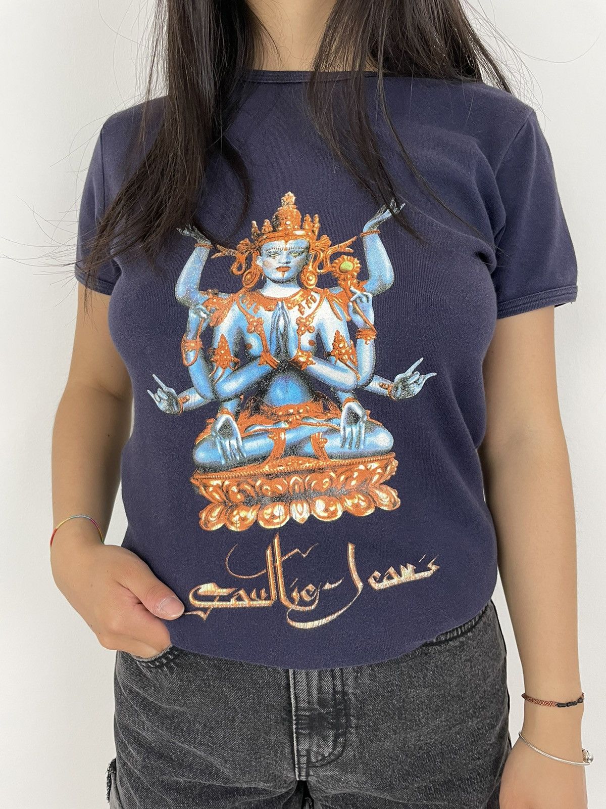 1990s Hindu Deity tattoo mesh tee top archive rare Buddha