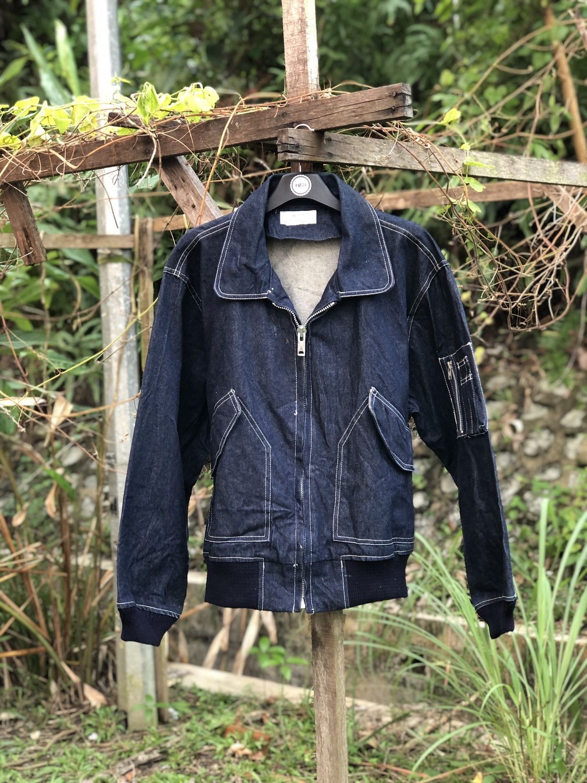 Unknown London Vintage 80's Denim Bomber Jacket Trouble Funk Live in London Size US XL / EU 56 / 4 - 1 Thumbnail