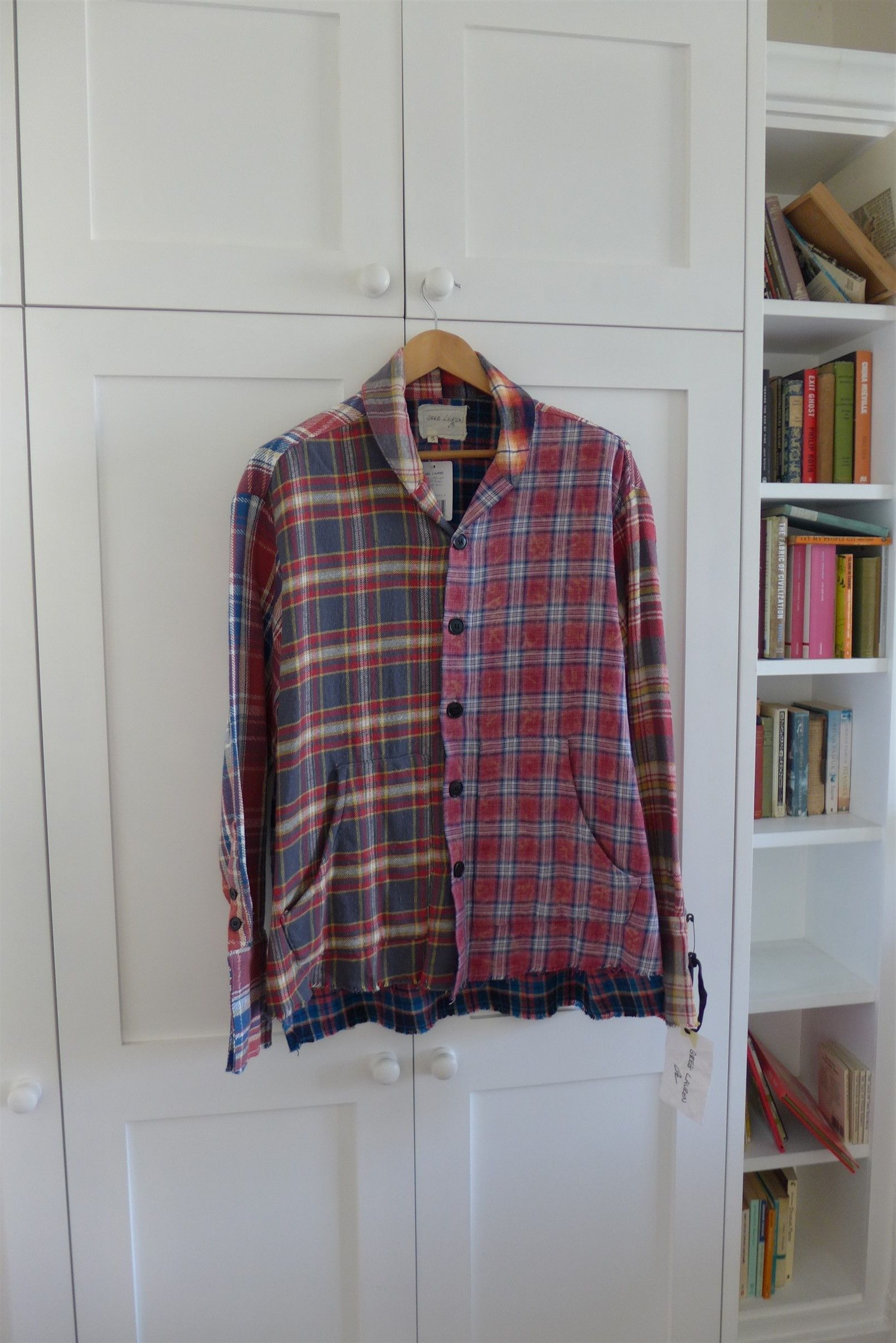 Greg Lauren Greg Lauren Mixed Plaid Shawl Collar Boxy Shirt Jacket Size US L / EU 52-54 / 3 - 3 Thumbnail