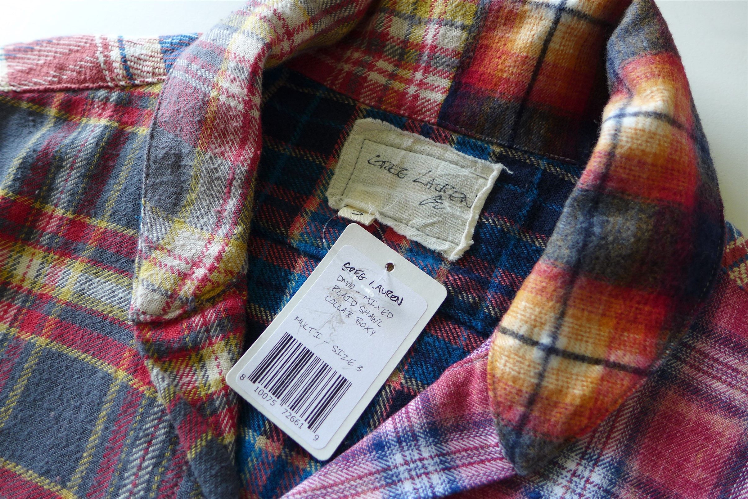 Greg Lauren Greg Lauren Mixed Plaid Shawl Collar Boxy Shirt Jacket Size US L / EU 52-54 / 3 - 12 Thumbnail