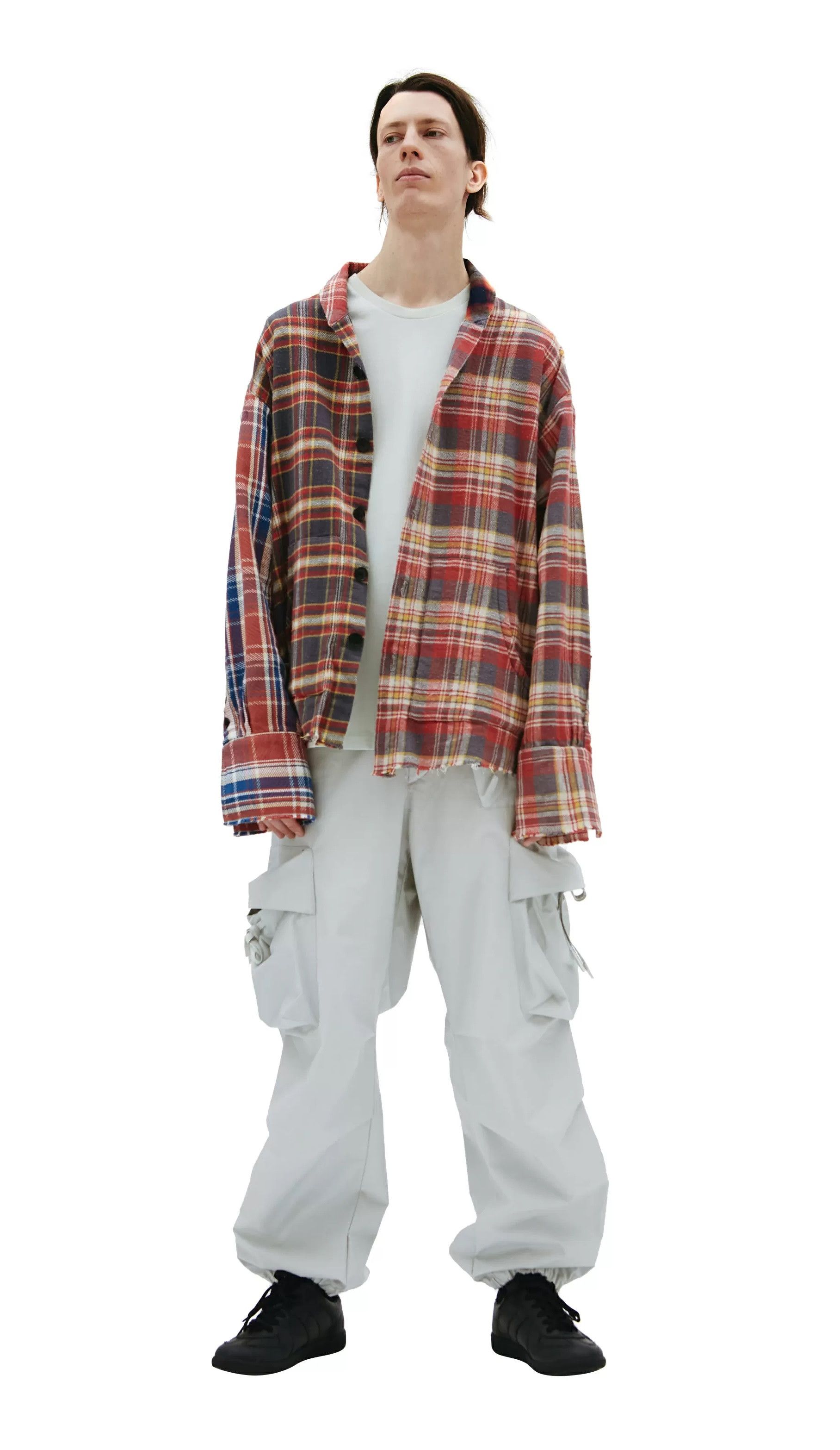 Greg Lauren Greg Lauren Mixed Plaid Shawl Collar Boxy Shirt Jacket Size US L / EU 52-54 / 3 - 2 Thumbnail