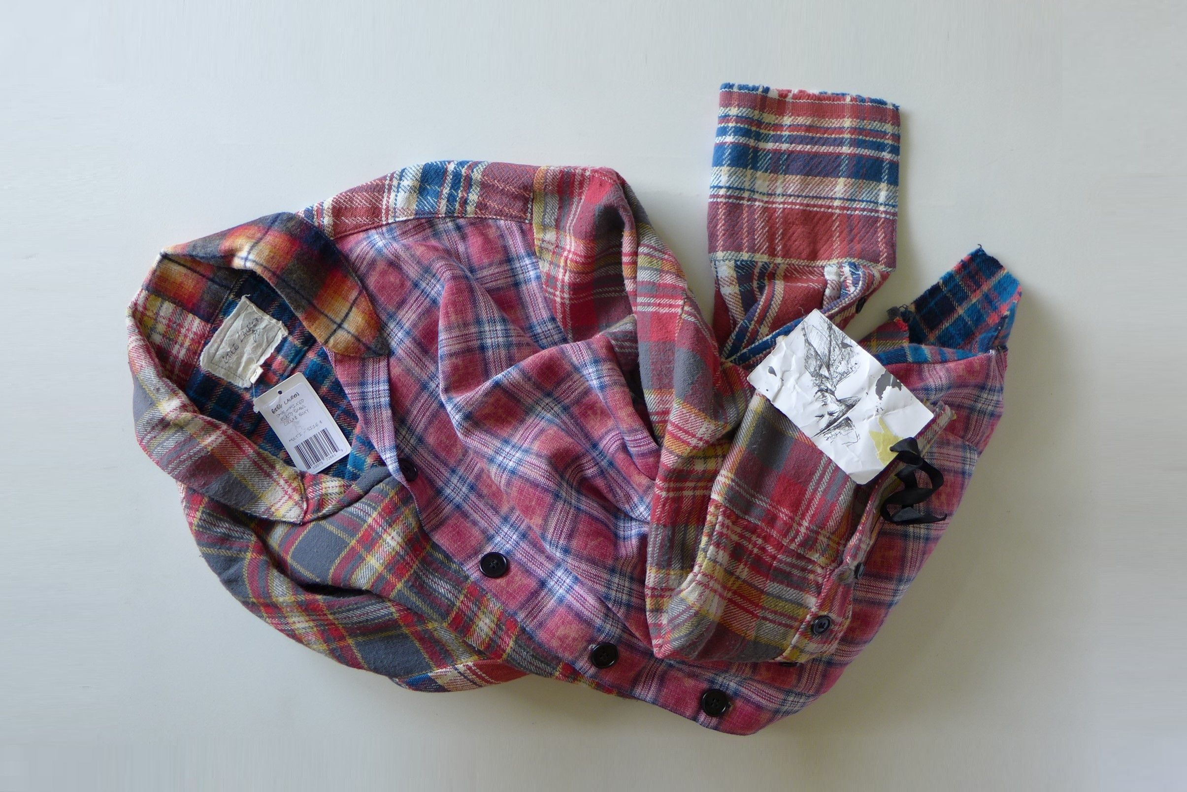 Greg Lauren Greg Lauren Mixed Plaid Shawl Collar Boxy Shirt Jacket Size US L / EU 52-54 / 3 - 5 Thumbnail