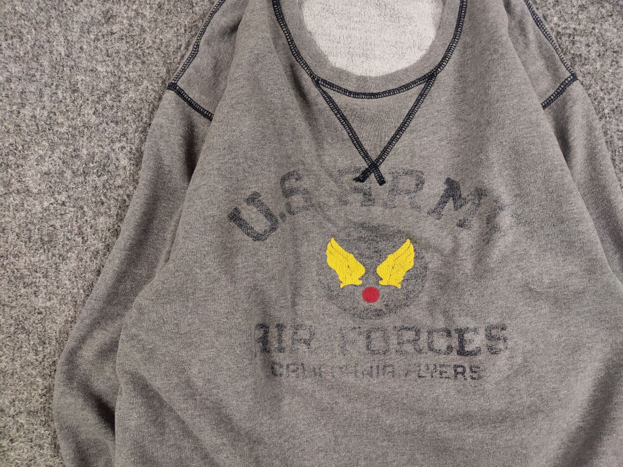 Vintage Vintage 80's Air Force US Army Gray Crew Chek Sweatshirt Size US L / EU 52-54 / 3 - 11 Thumbnail