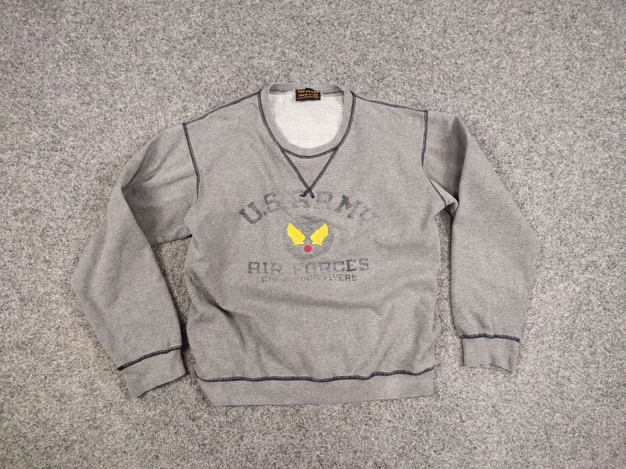 Vintage Vintage 80's Air Force US Army Gray Crew Chek Sweatshirt Size US L / EU 52-54 / 3 - 15 Thumbnail
