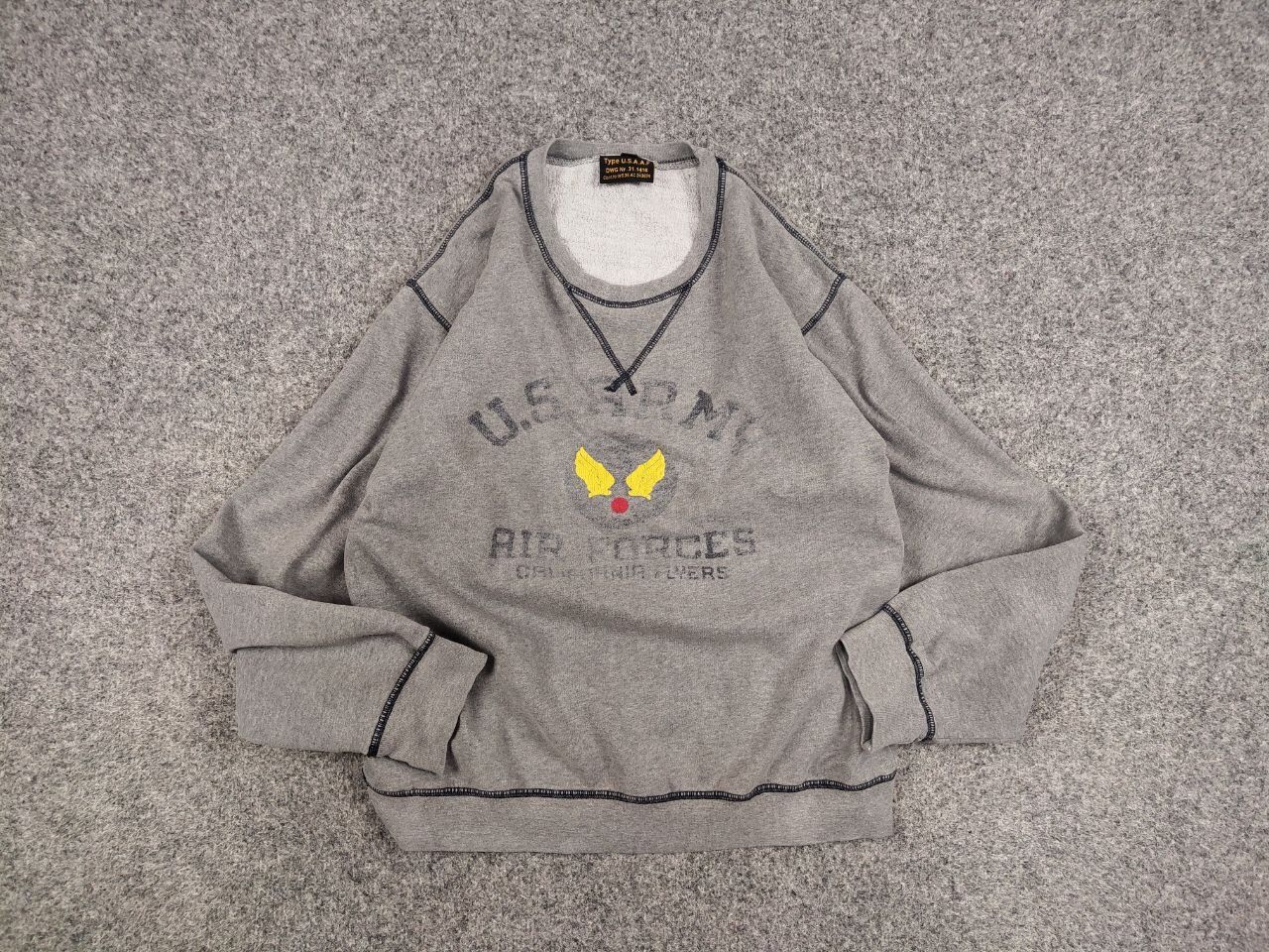 Vintage Vintage 80's Air Force US Army Gray Crew Chek Sweatshirt Size US L / EU 52-54 / 3 - 13 Thumbnail