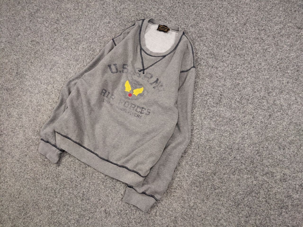 Vintage Vintage 80's Air Force US Army Gray Crew Chek Sweatshirt Size US L / EU 52-54 / 3 - 3 Thumbnail