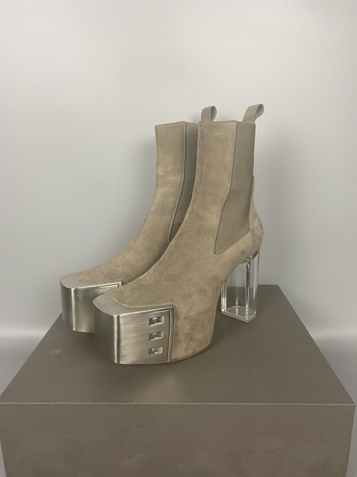 Rick Owens Dust Suede Bevel Kiss Boots | Grailed