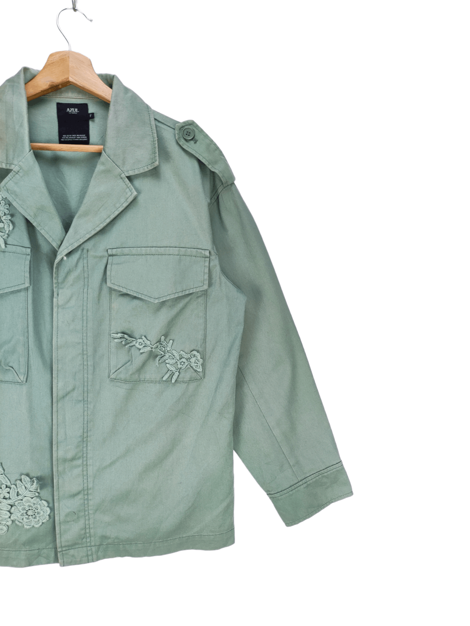 Japanese Brand Steals🔥Vintage Jacket Military Style Flower Pattern by Azul Size M / US 6-8 / IT 42-44 - 5 Thumbnail