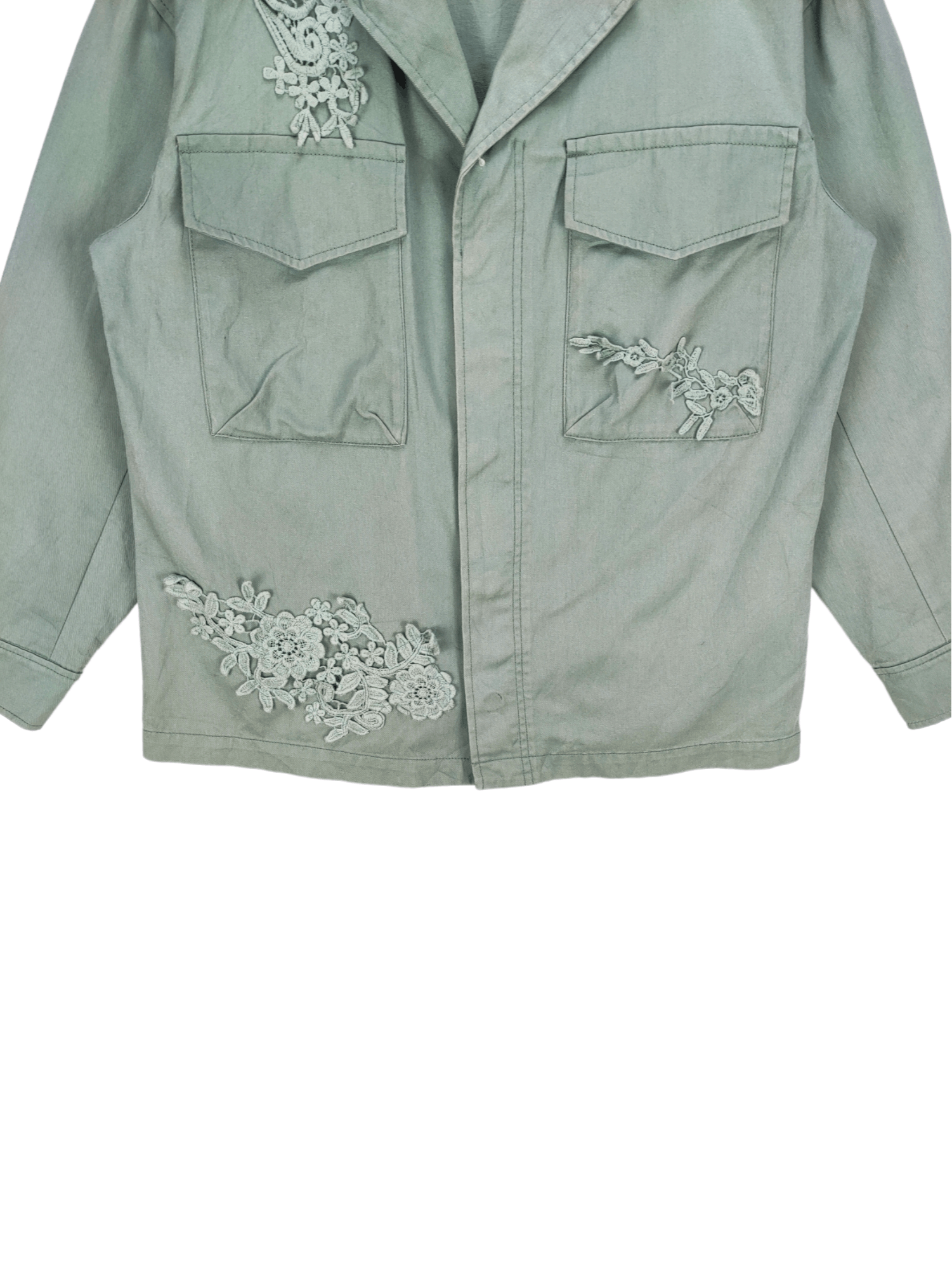 Japanese Brand Steals🔥Vintage Jacket Military Style Flower Pattern by Azul Size M / US 6-8 / IT 42-44 - 7 Thumbnail