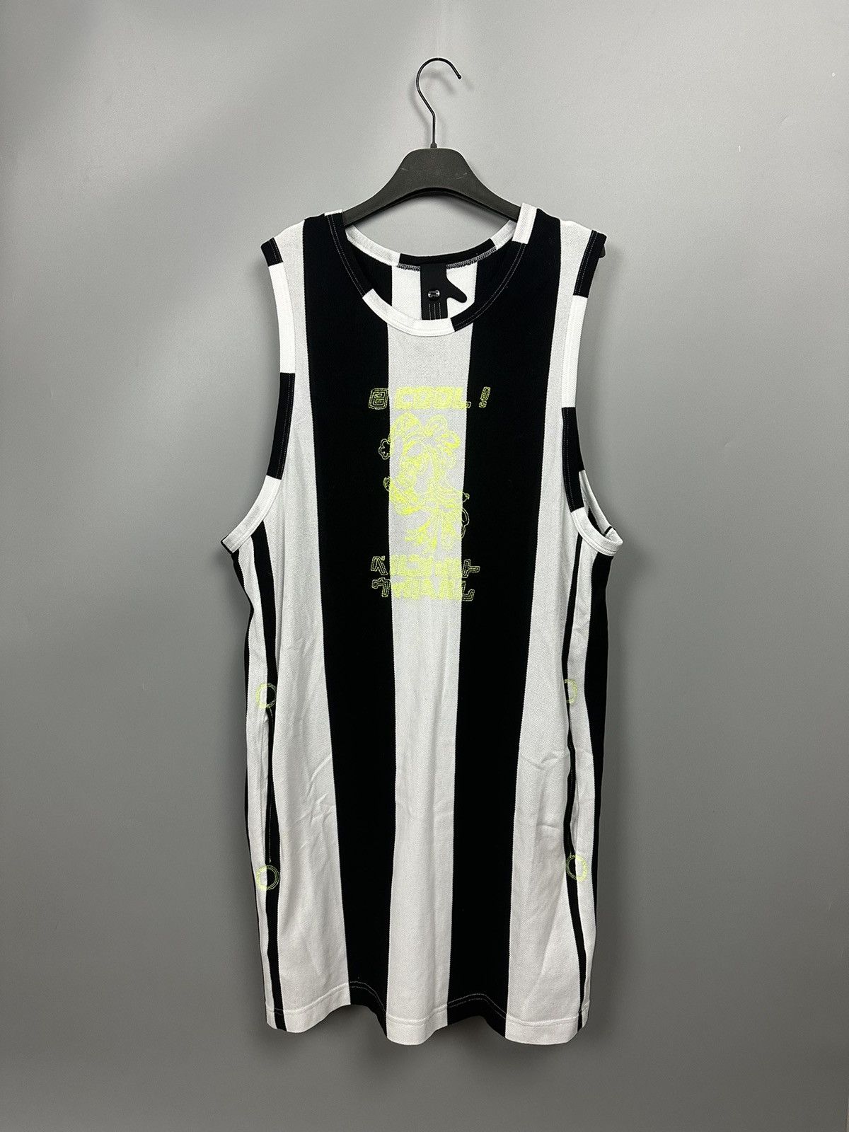 image of Bernhard Willhelm Ss22 B. Cool Referee Tank Top Dress in Black/White, Men's (Size Medium)