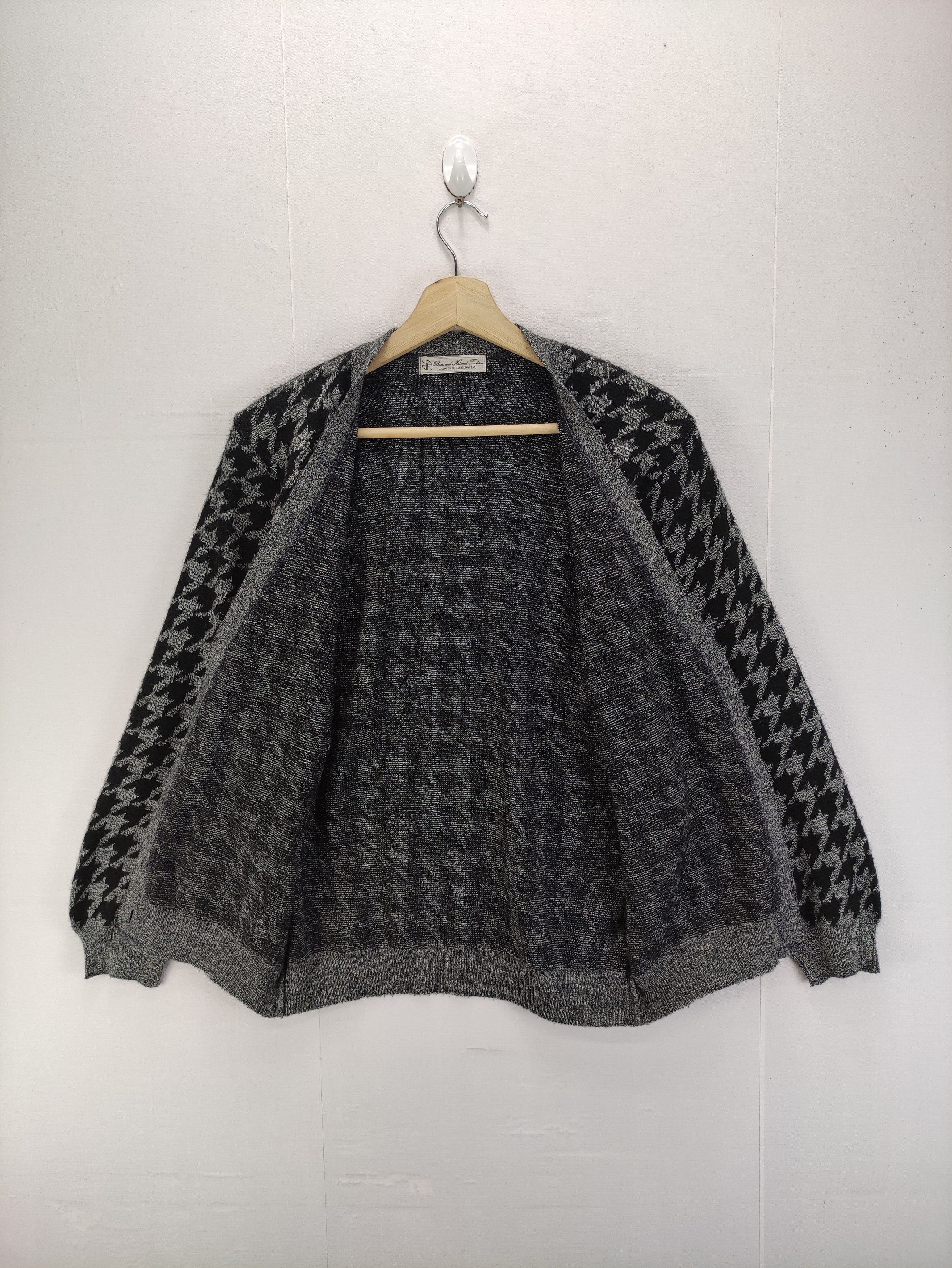Aran Isles Knitwear Vintage Renown Houndstooth Cardigan Knit Sweater Size M / US 6-8 / IT 42-44 - 4 Thumbnail
